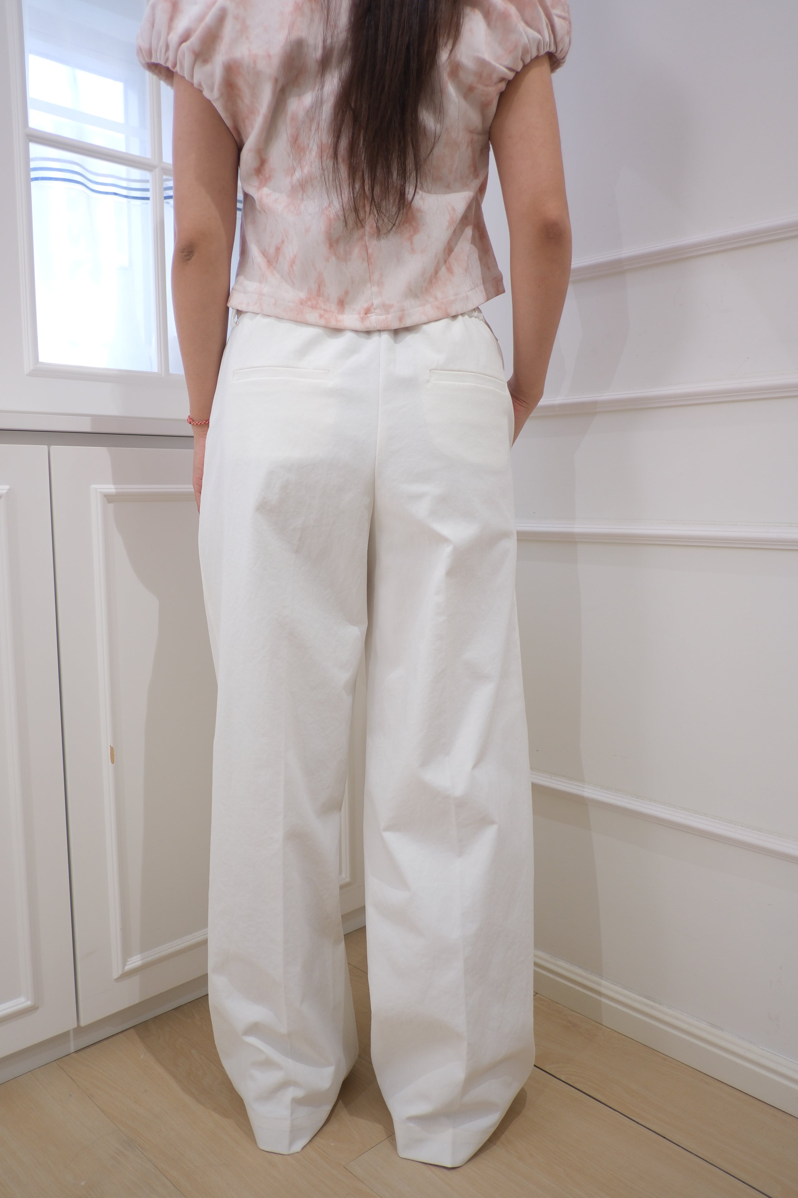 【LE ZANS BRAND COLLECTION】Cloud White High-Waist Wide Leg Pants [PT0085]