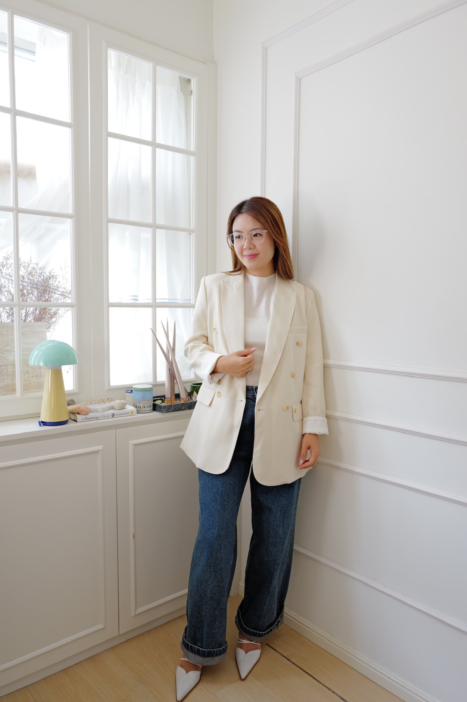 【LE ZANS PRIVÉ】Oversized Double-Breasted Blazer (59%wool,12%Silk) [J0147]