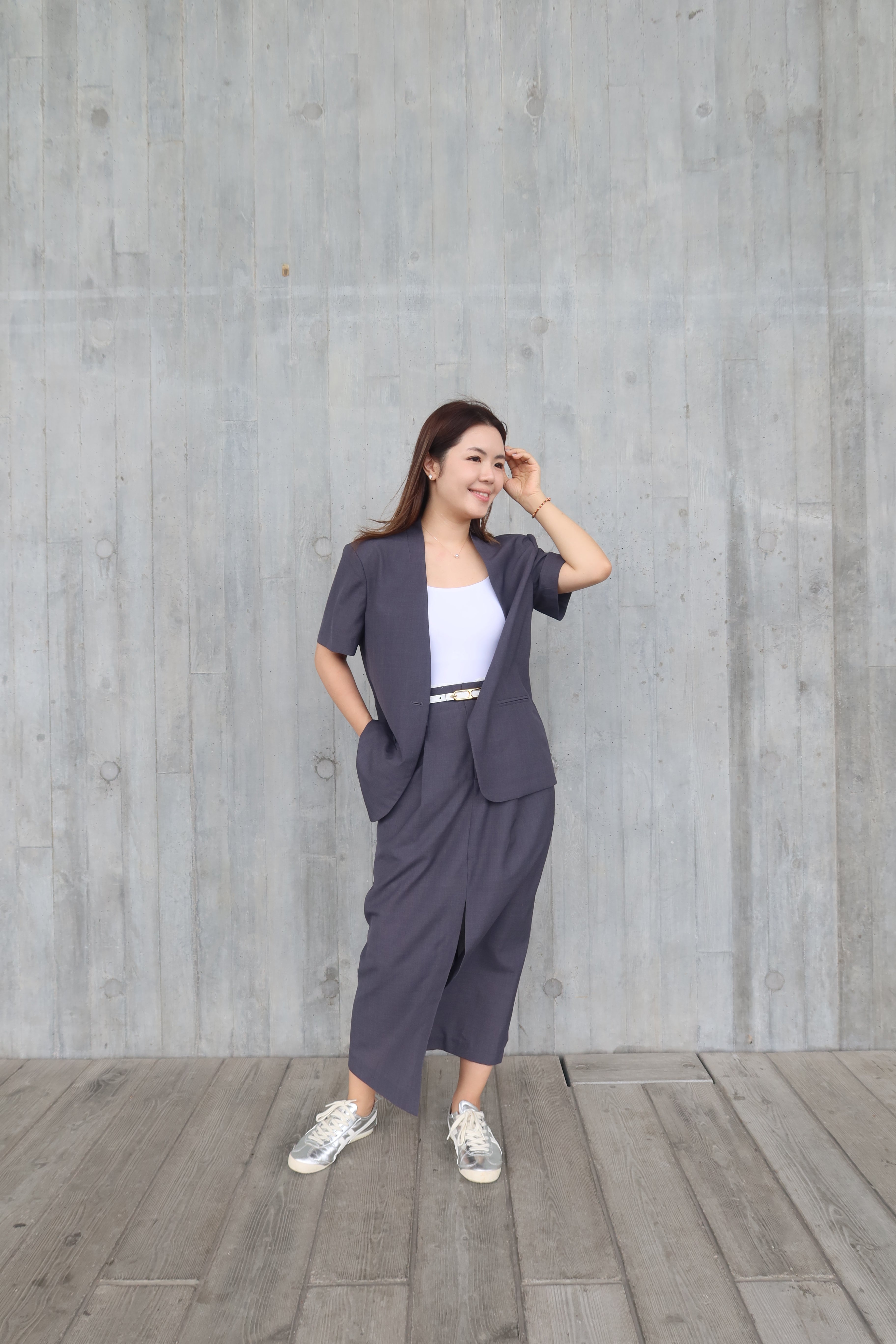 【LE ZANS BRAND COLLECTION】SilkenEase Premium Gray Skirt (意大利布料，真絲+羊毛料) [SK0063]