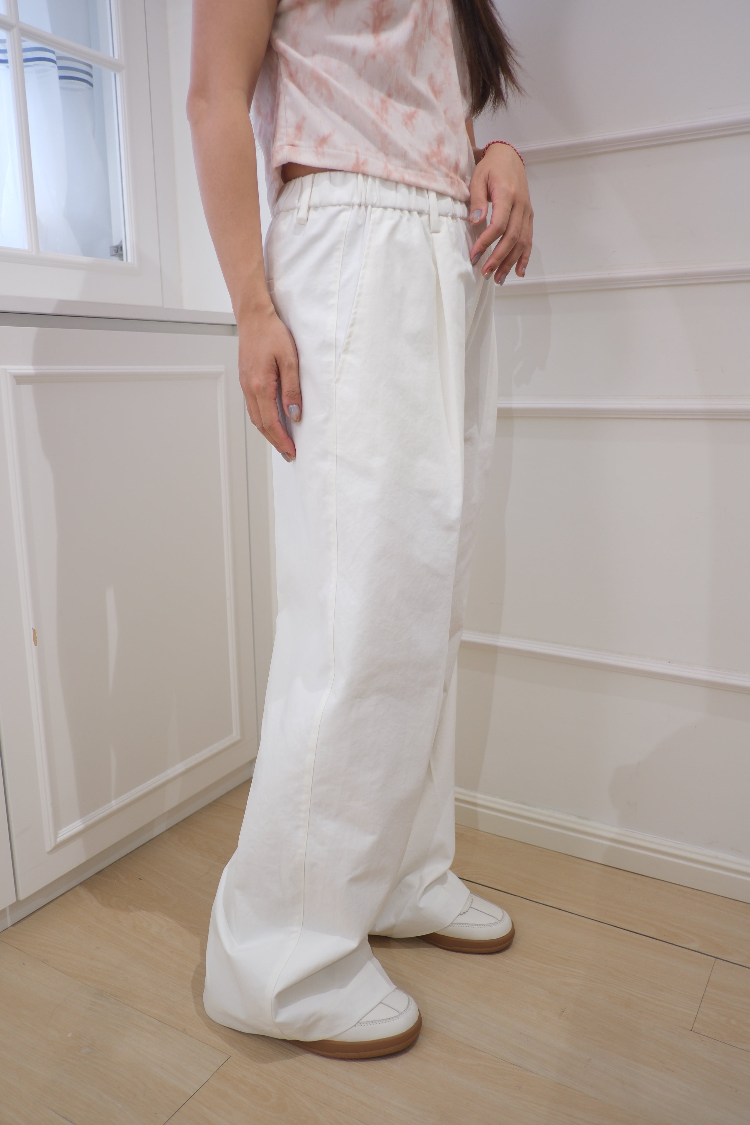 【LE ZANS BRAND COLLECTION】Cloud White High-Waist Wide Leg Pants [PT0085]