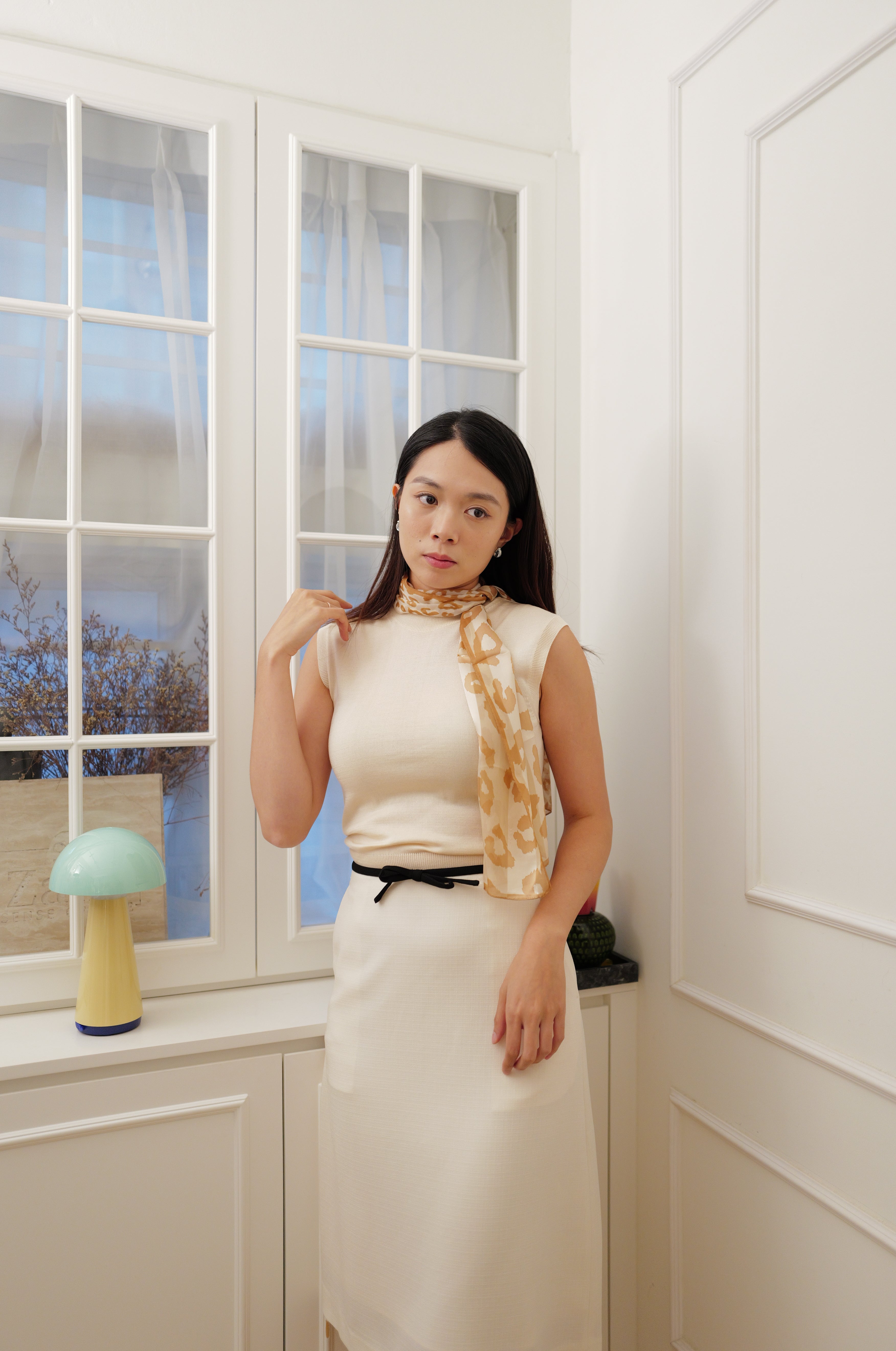 【LE ZANS BRAND COLLECTION】French Elegant Contrast Bow Tweed A-Line Skirt [SK0083]