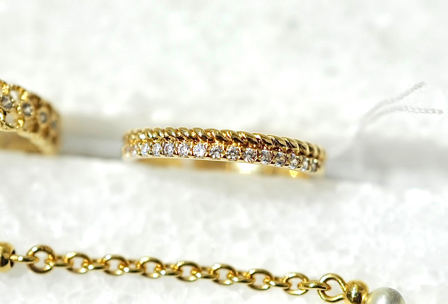 French Twist Rope and Pavé Double-Layer Ring [A0005]