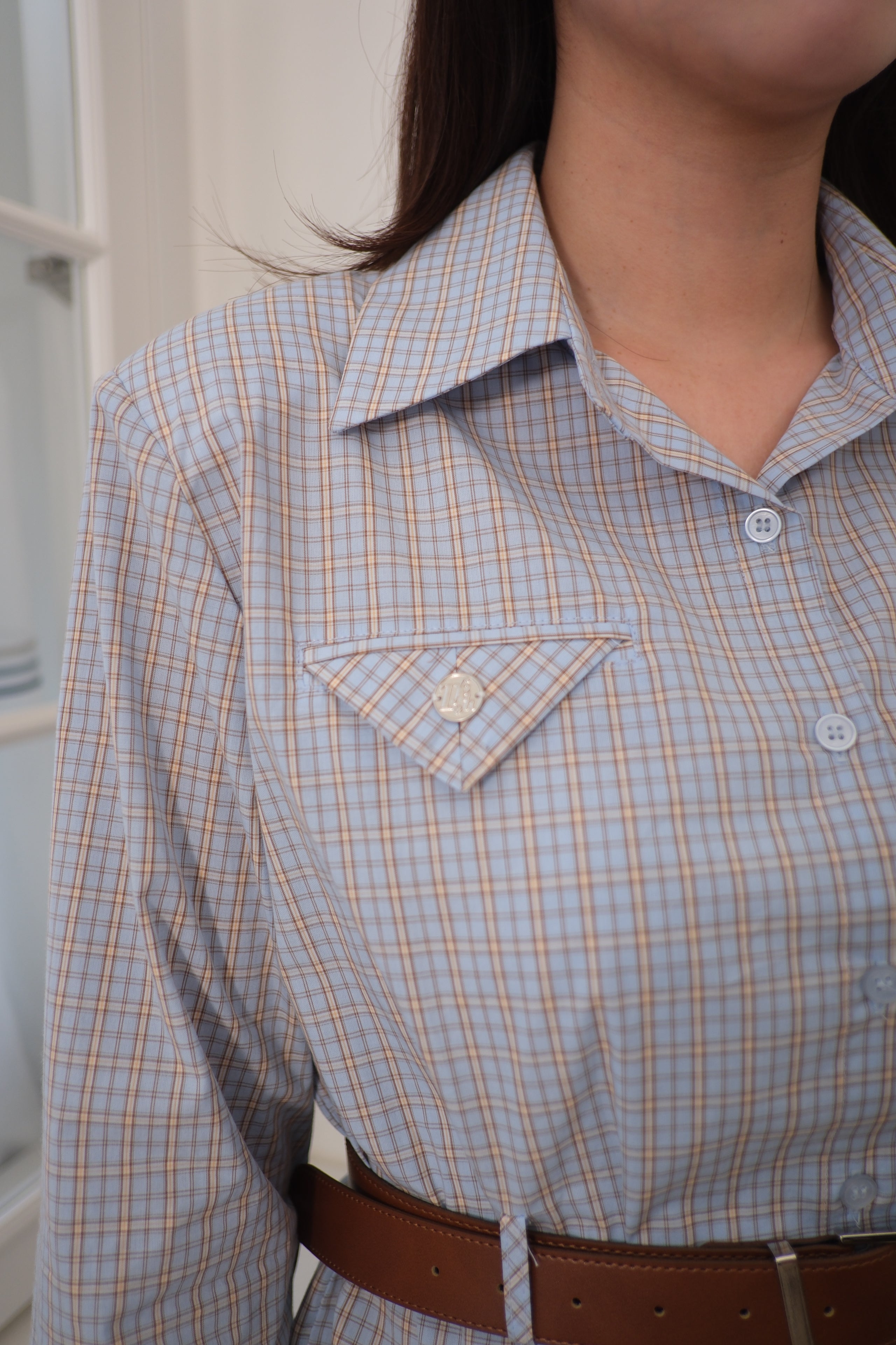 Pinstripe Belted Shirt [T0260]