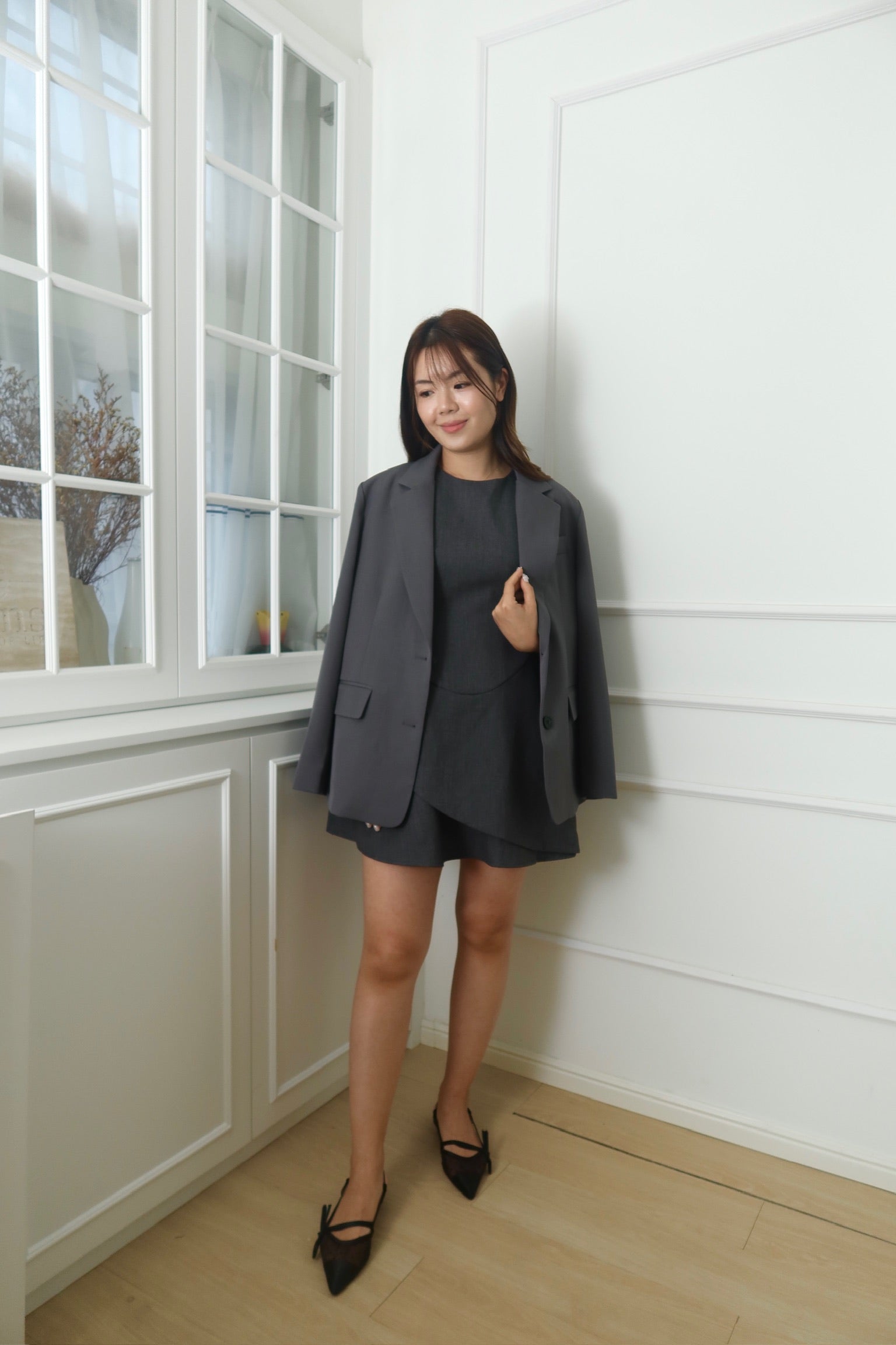 【LE ZANS BRAND COLLECTION】 Layered Elegance Dress(30%wool) [OPS0147]