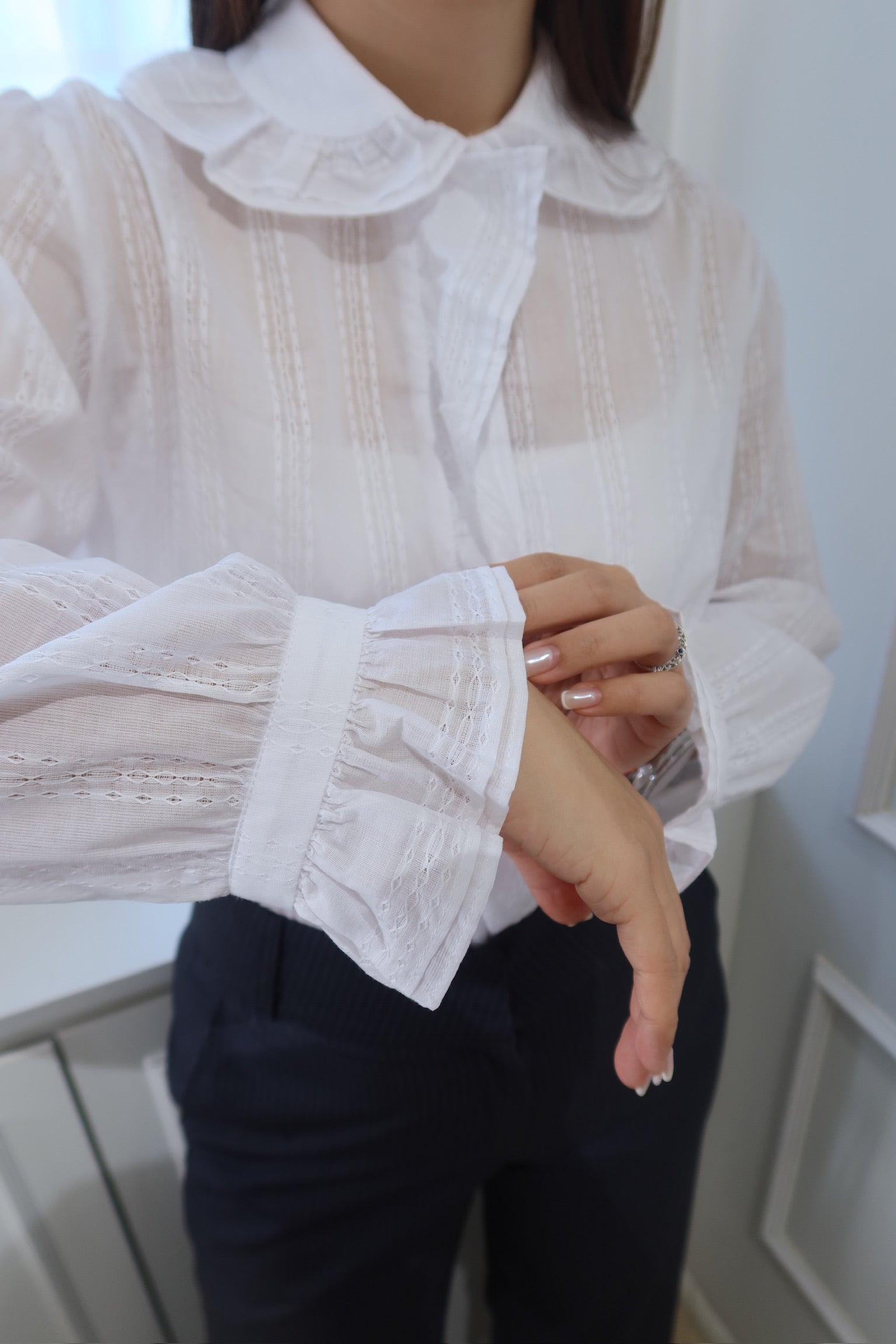 French Wave Embroidered Blouse [T0211]