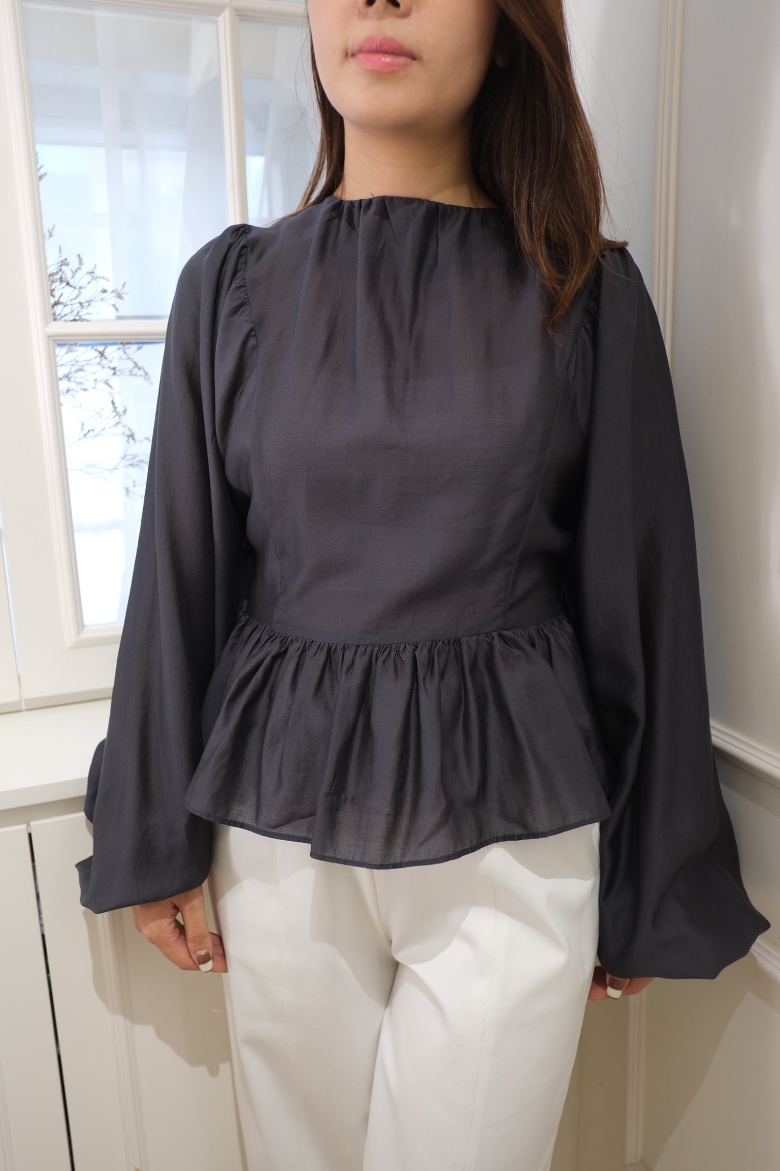 Flowing Stripes Long Sleeve Blouse [T0245]