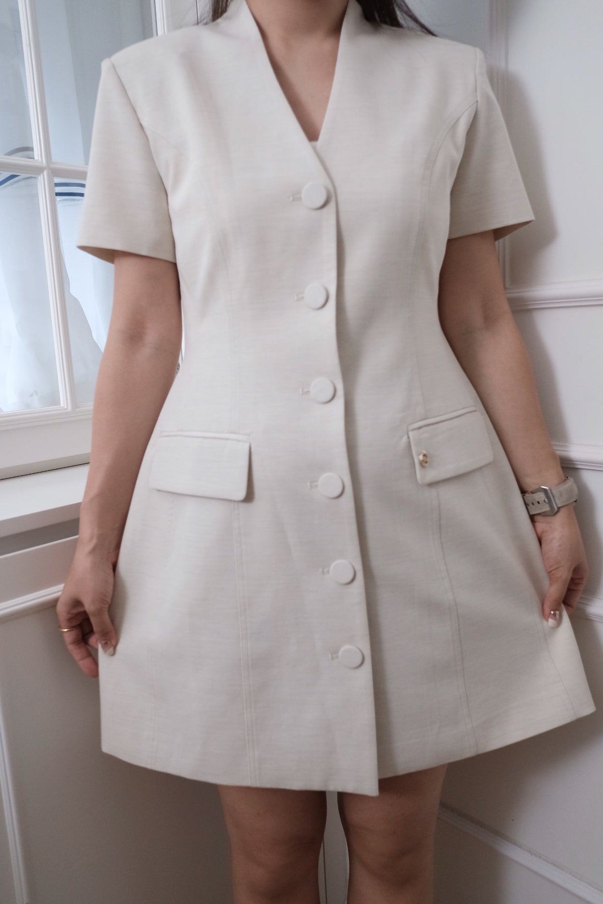 【LE ZANS BRAND COLLECTION】Tailored V-Neck Vest Dress [OPS0181]