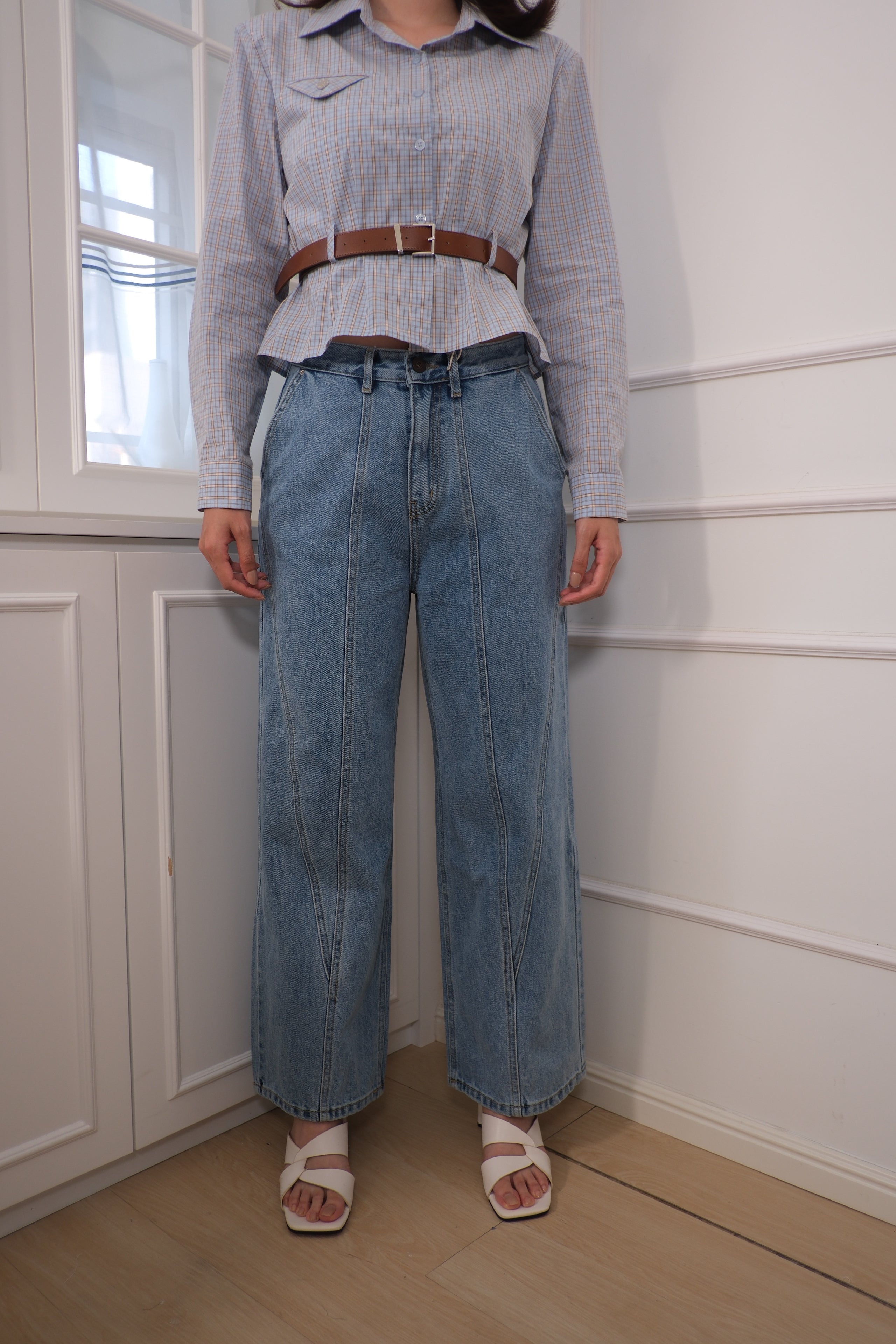 3D contoured straight-leg jeans [PT0087]