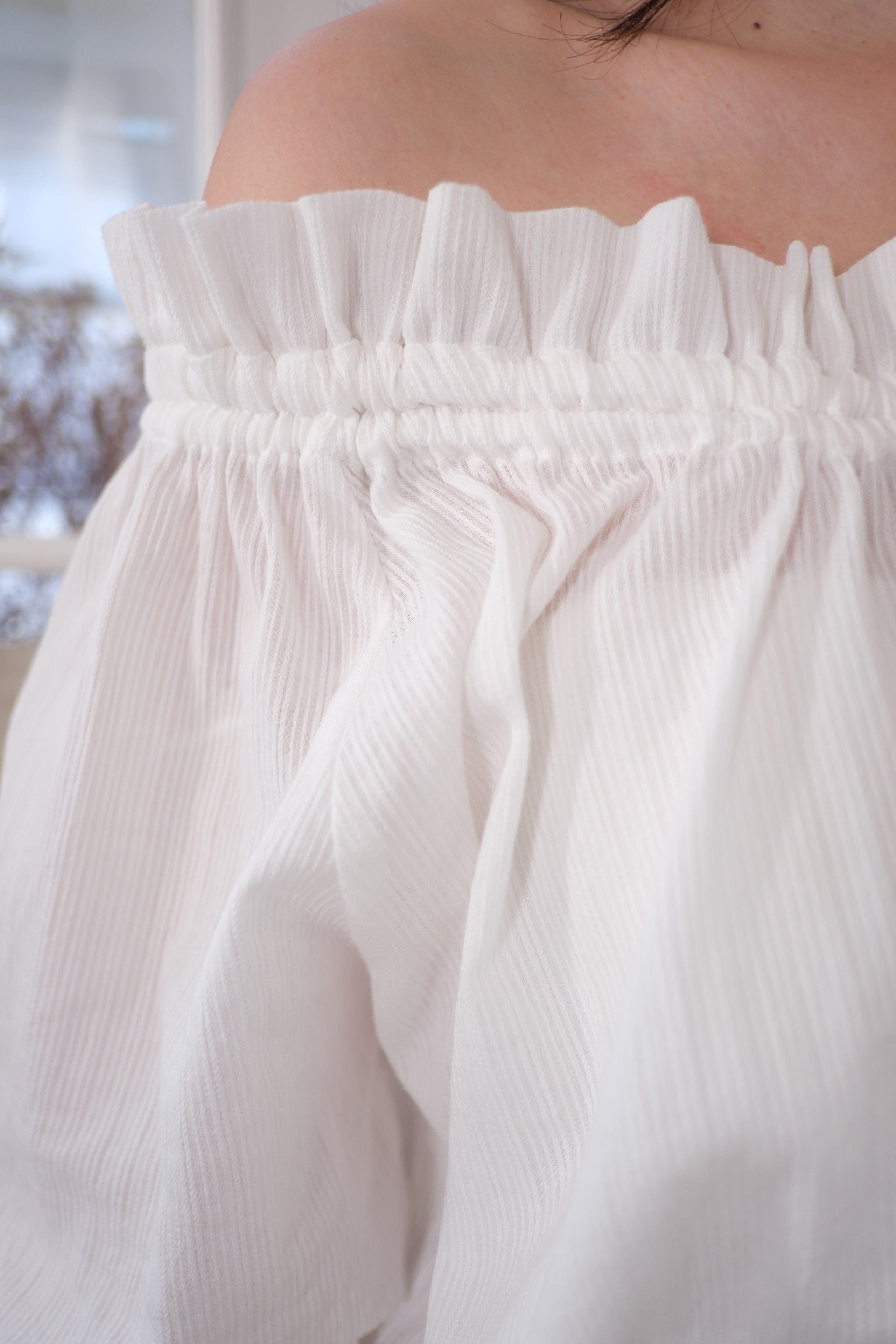 Off Shoulder Ruffle Blouse [T0265]