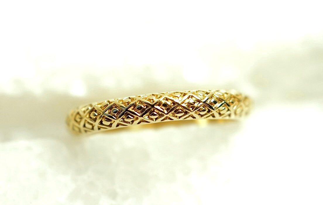 French Classic Quilted Pattern Milgrain Band [A0002]