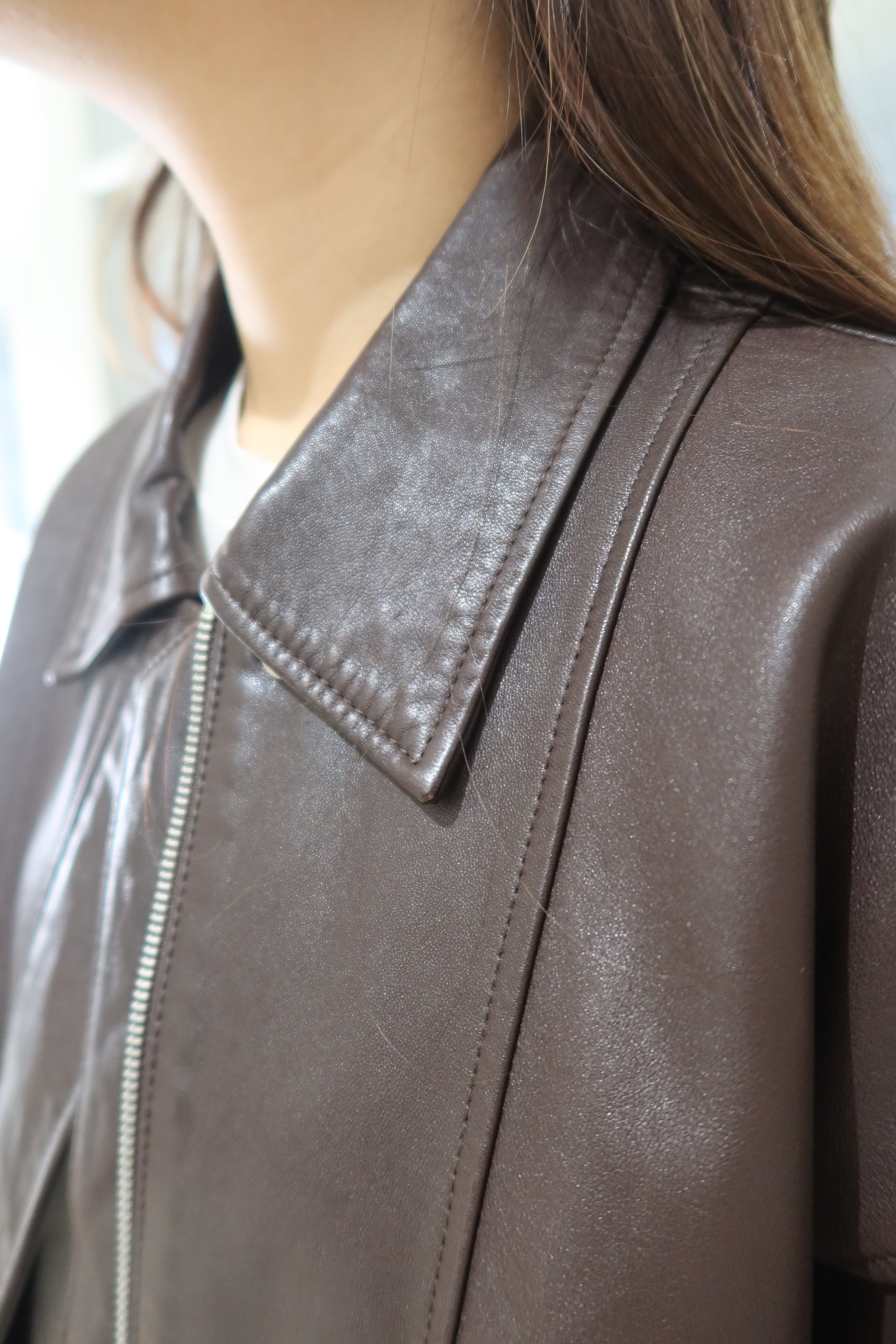 【LE ZANS BRAND COLLECTION】Timeless Distressed Leather Coat (100% lambskin) [J0116]