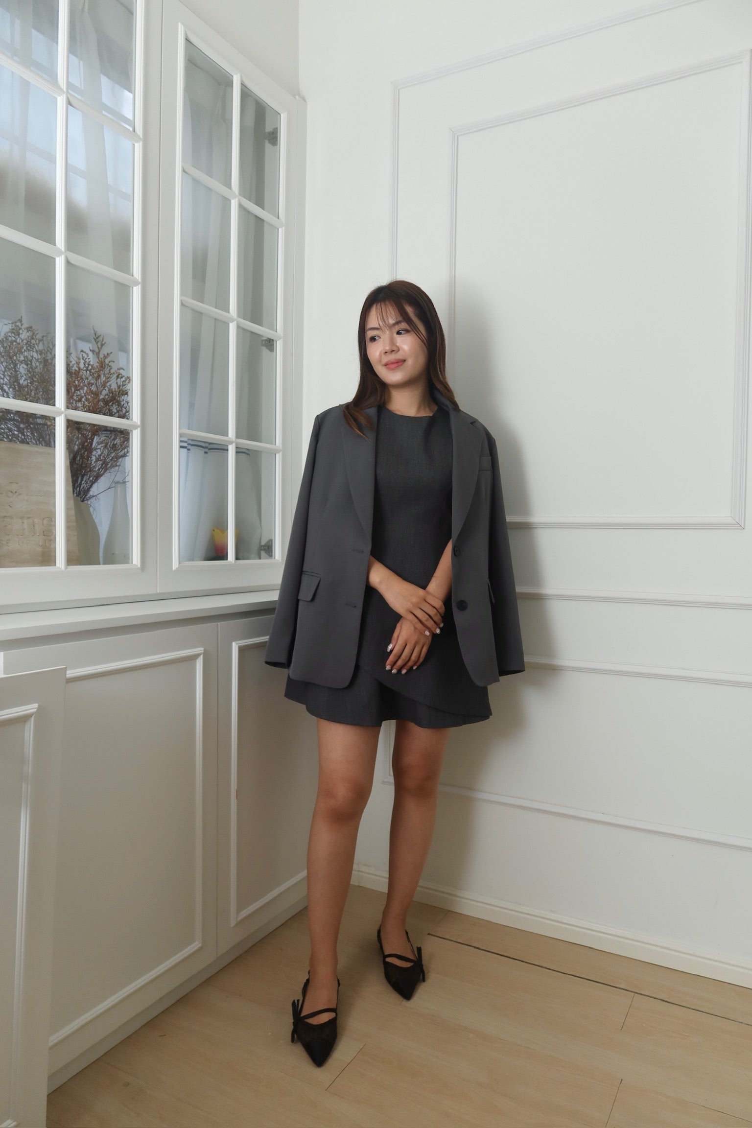 【LE ZANS BRAND COLLECTION】 Layered Elegance Dress(30%wool) [OPS0147]