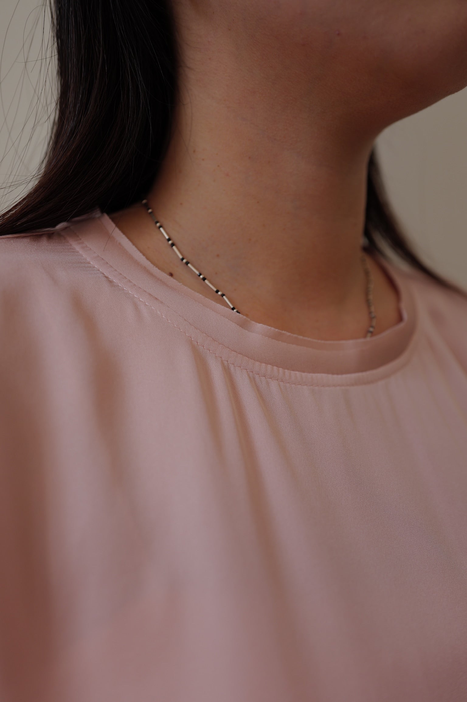 【LE ZANS PRIVÉ】 Pure Silk Gathered Short-Sleeve Top (100%Silk)[T0306]