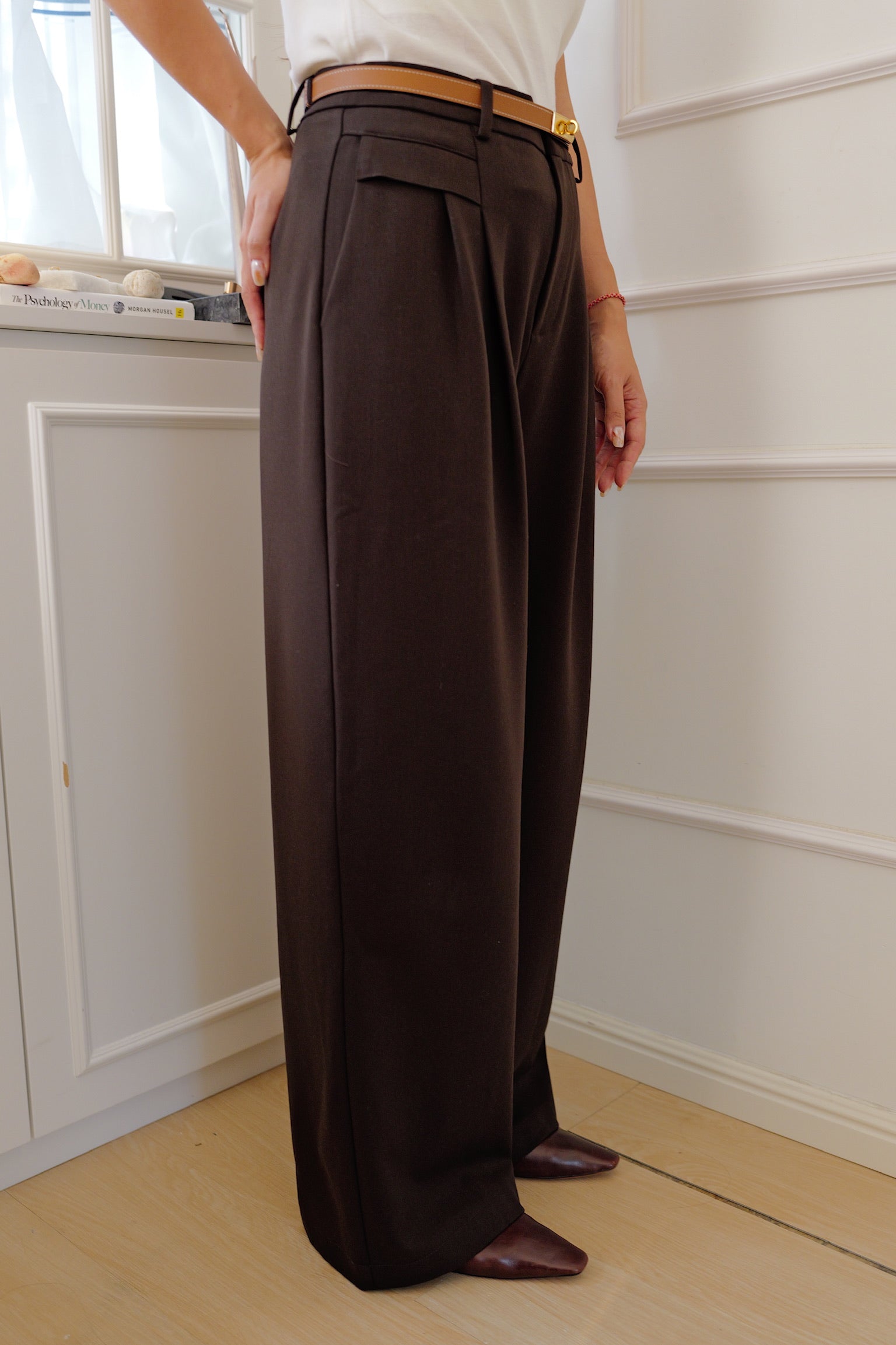 【LE ZANS PRIVÉ】French Flap-Detail Pleated Tailored Pants [PT0099]