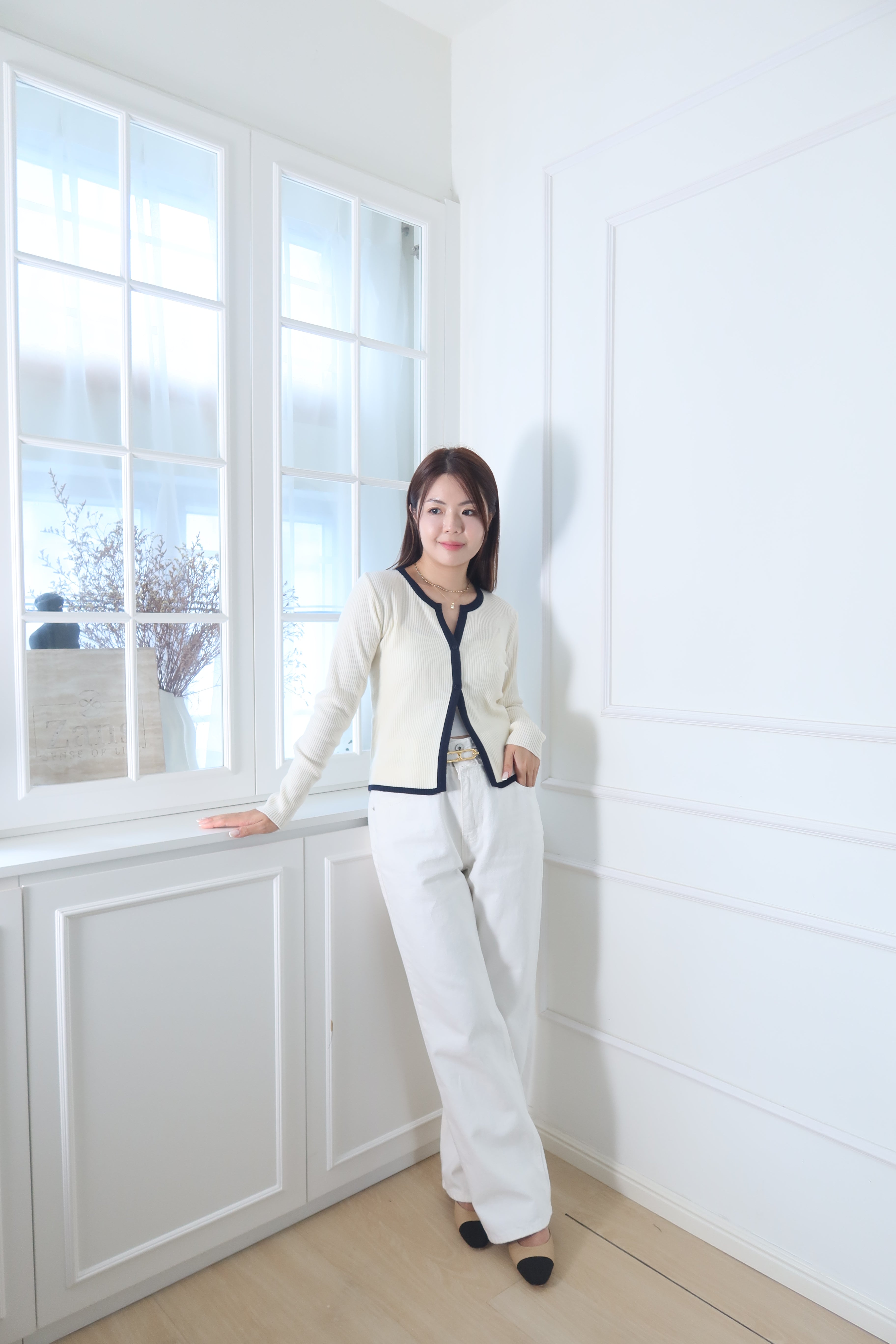 Monochrome Textured Knit Sweater [T0223]