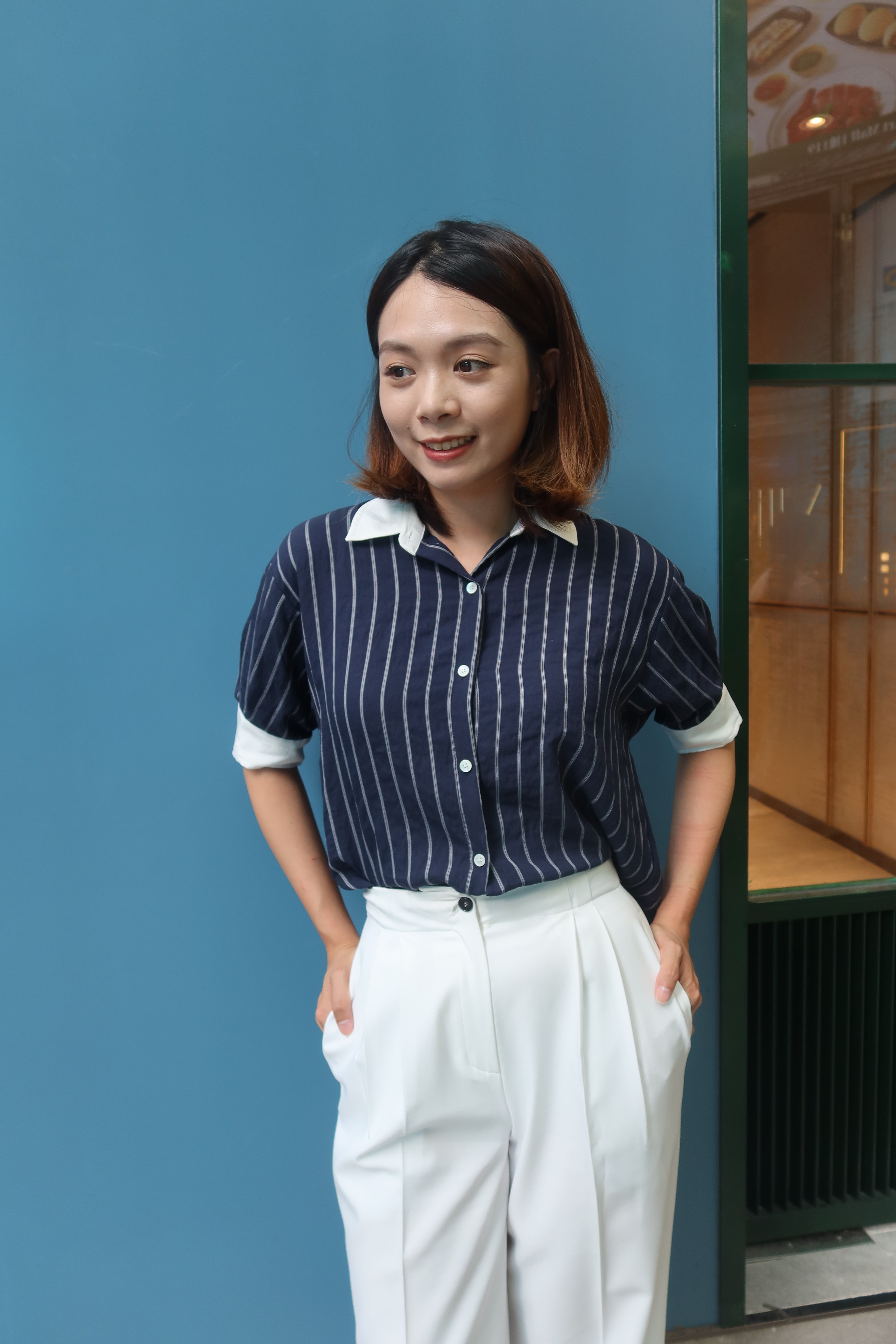 Riviera Blue & White Striped Shirt [T0204]