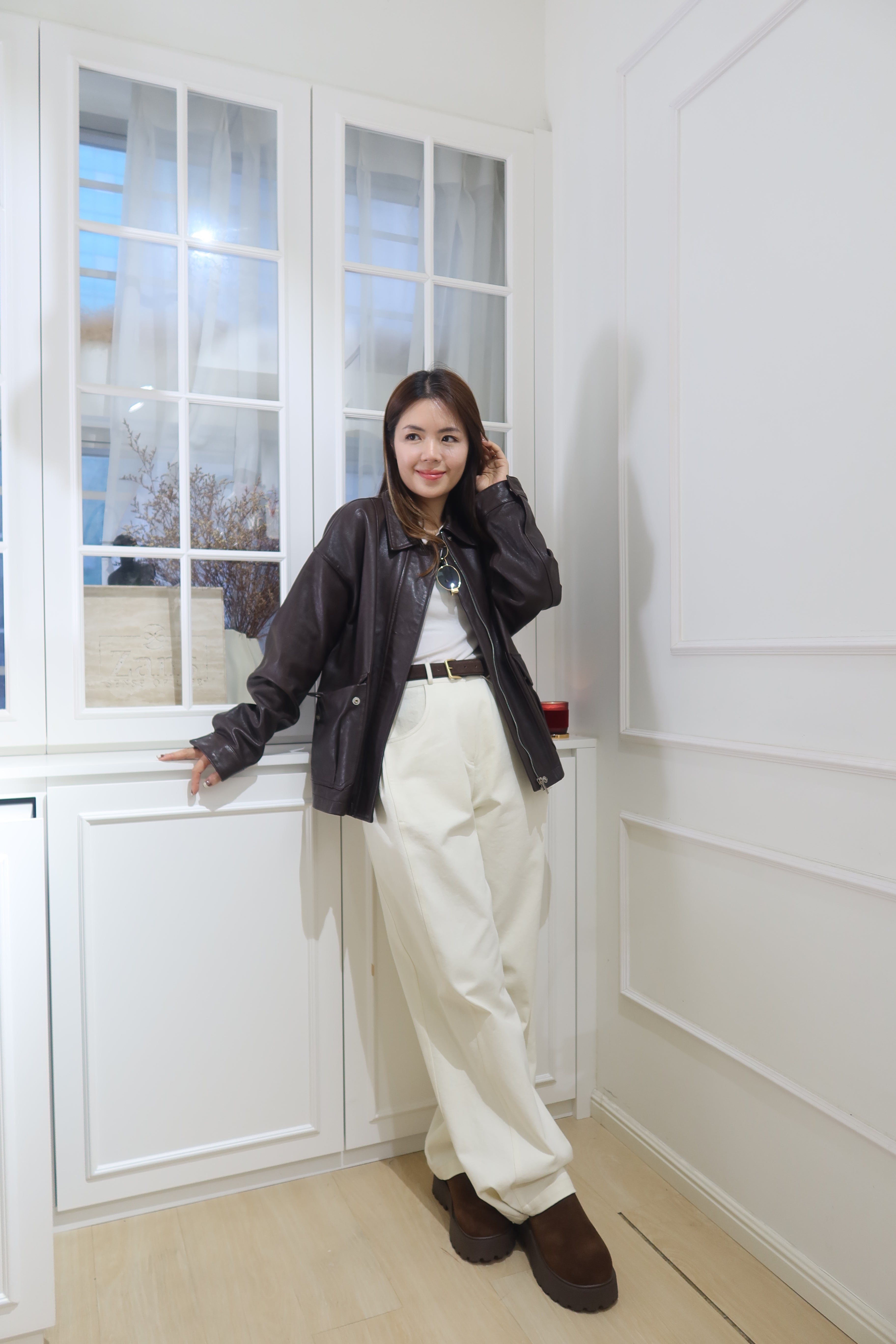 【LE ZANS BRAND COLLECTION】Timeless Distressed Leather Coat (100% lambskin) [J0116]