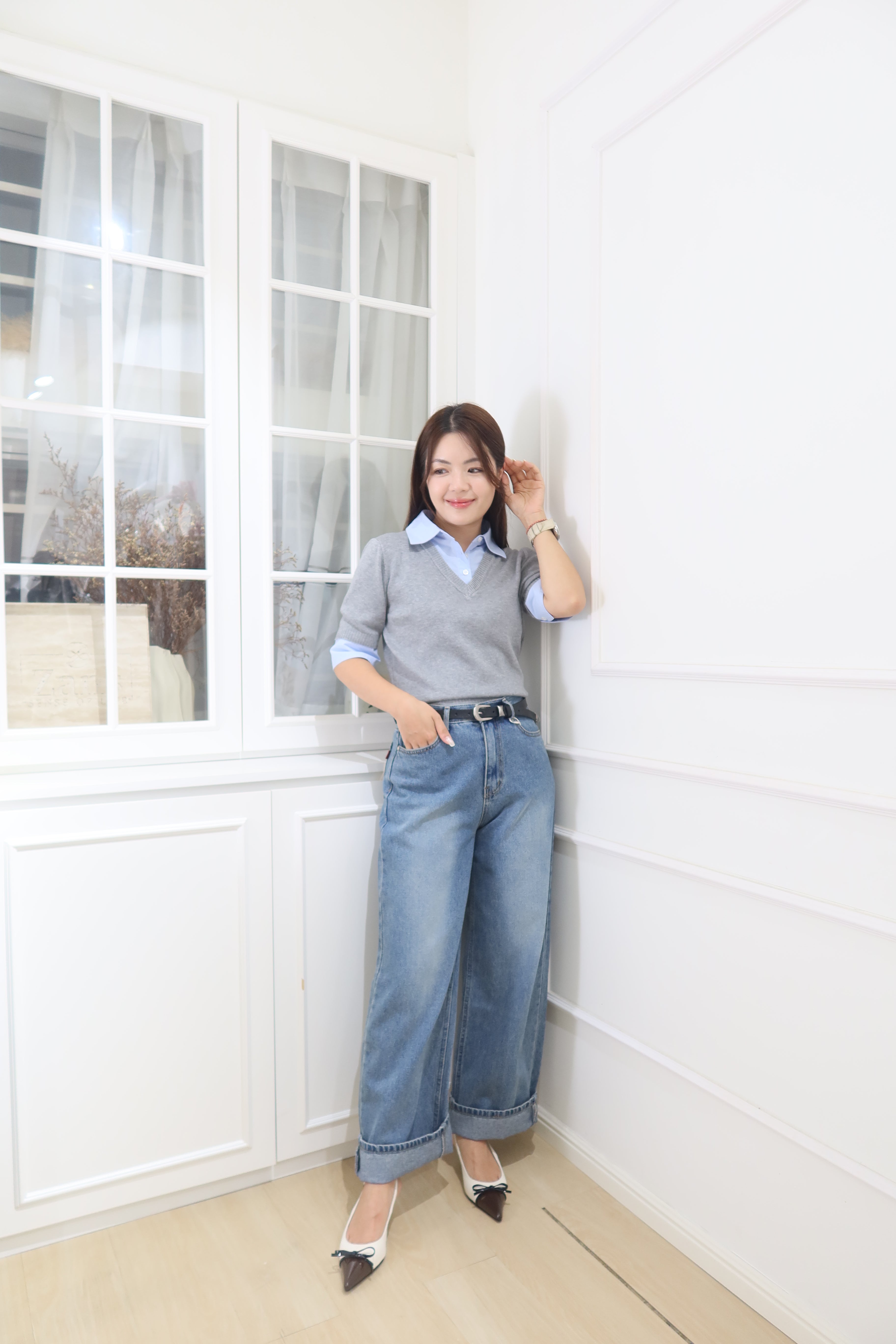 DuoStyle Short Sleeve Sweater Set [T0228]