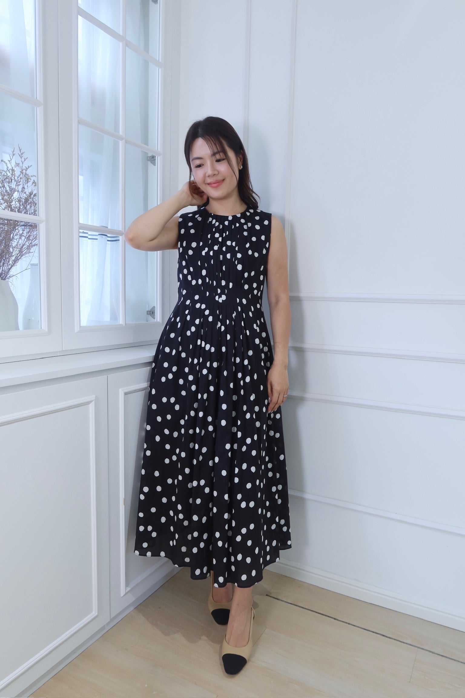 【LE ZANS BRAND COLLECTION】Polka Chic Sleeveless Maxi [OPS0151]
