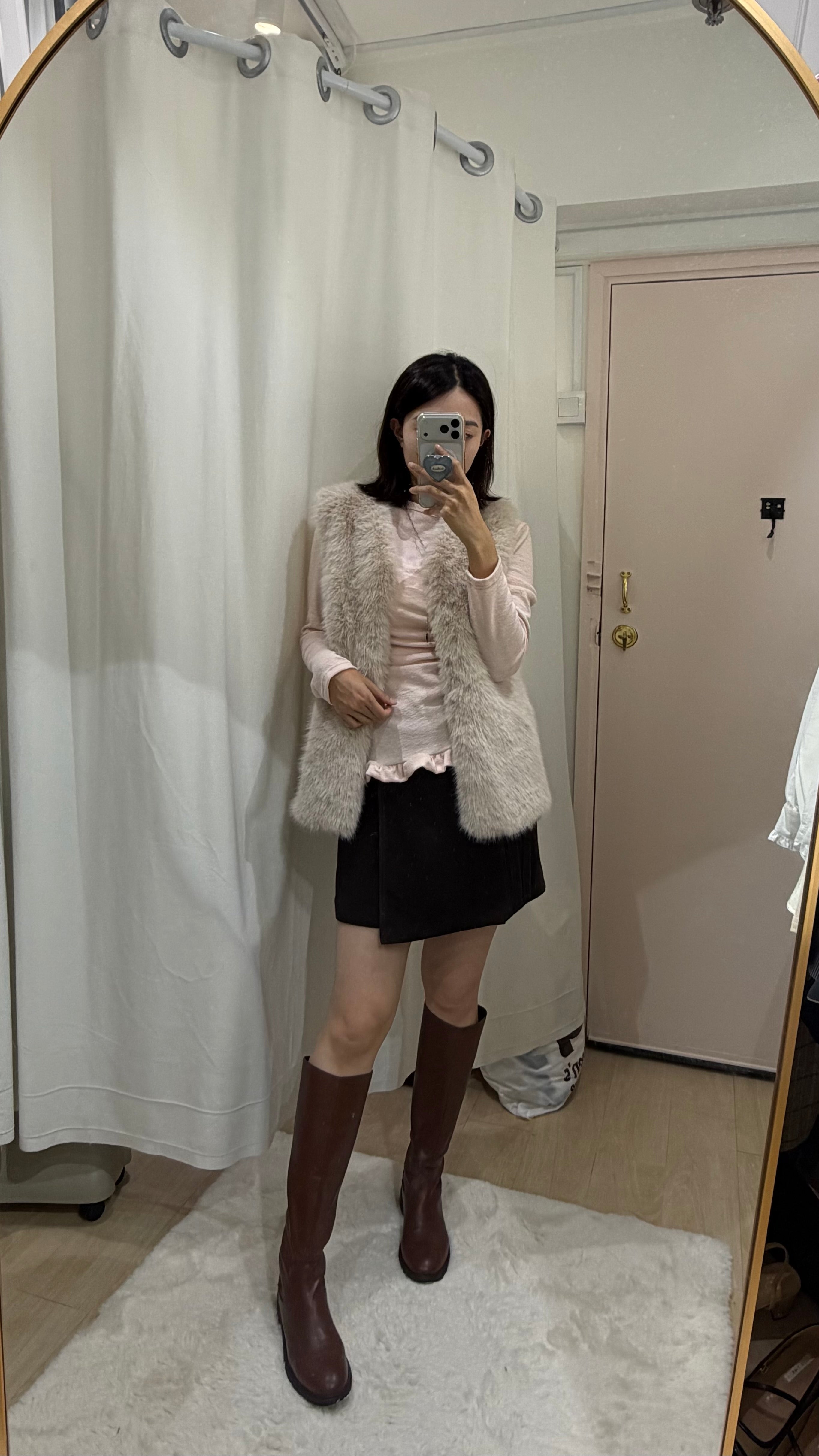 【LE ZANS BRAND COLLECTION】Grey Pink Fluffy Jacket [J00129]