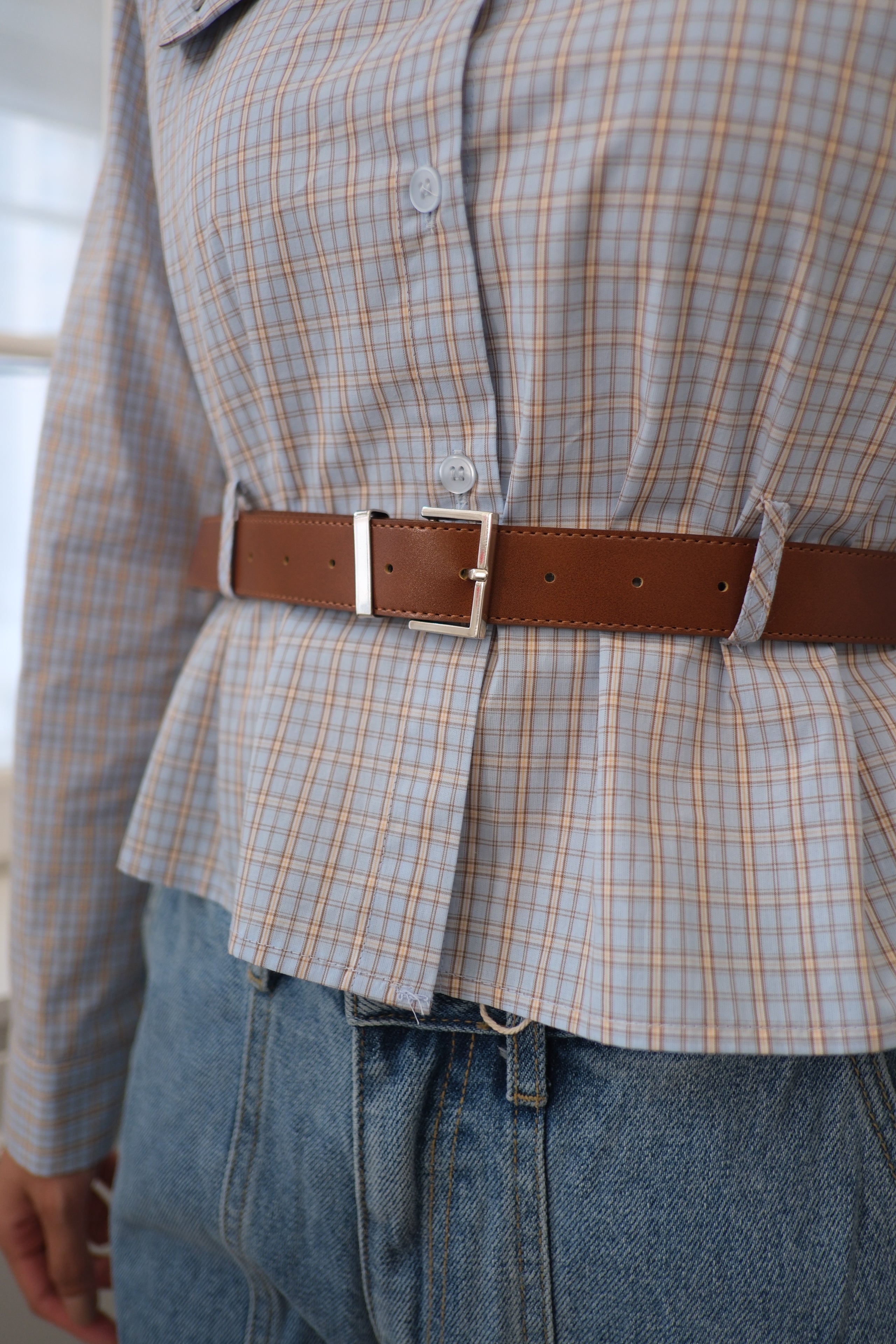 Pinstripe Belted Shirt [T0260]