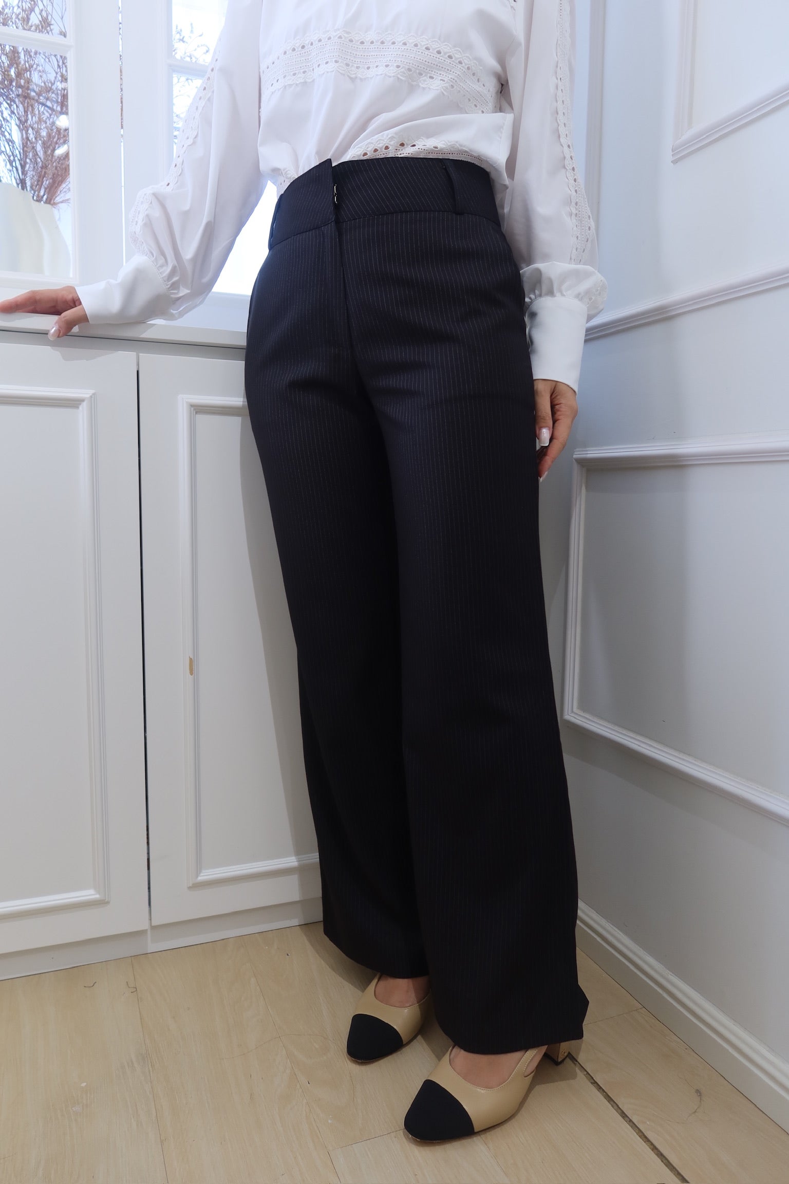 Subtle Patterned Straight-Leg Pants [PT0074]