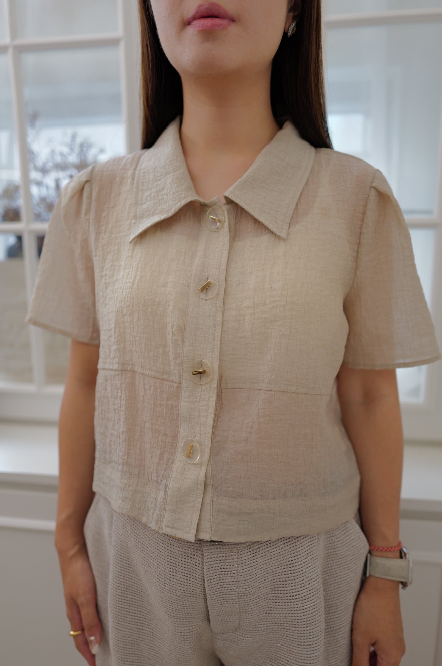 Haze Linen Sheer Shirt [T0280]