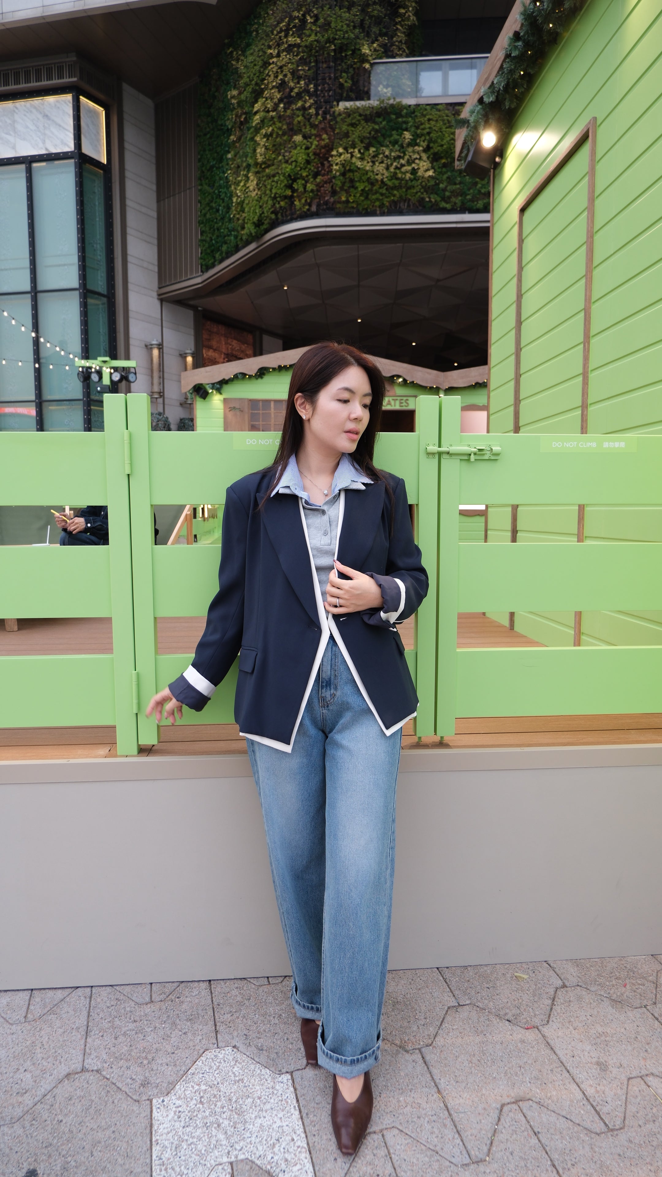 【LE ZANS BRAND COLLECTION】Navy Blue Contrast Blazer [J0118]