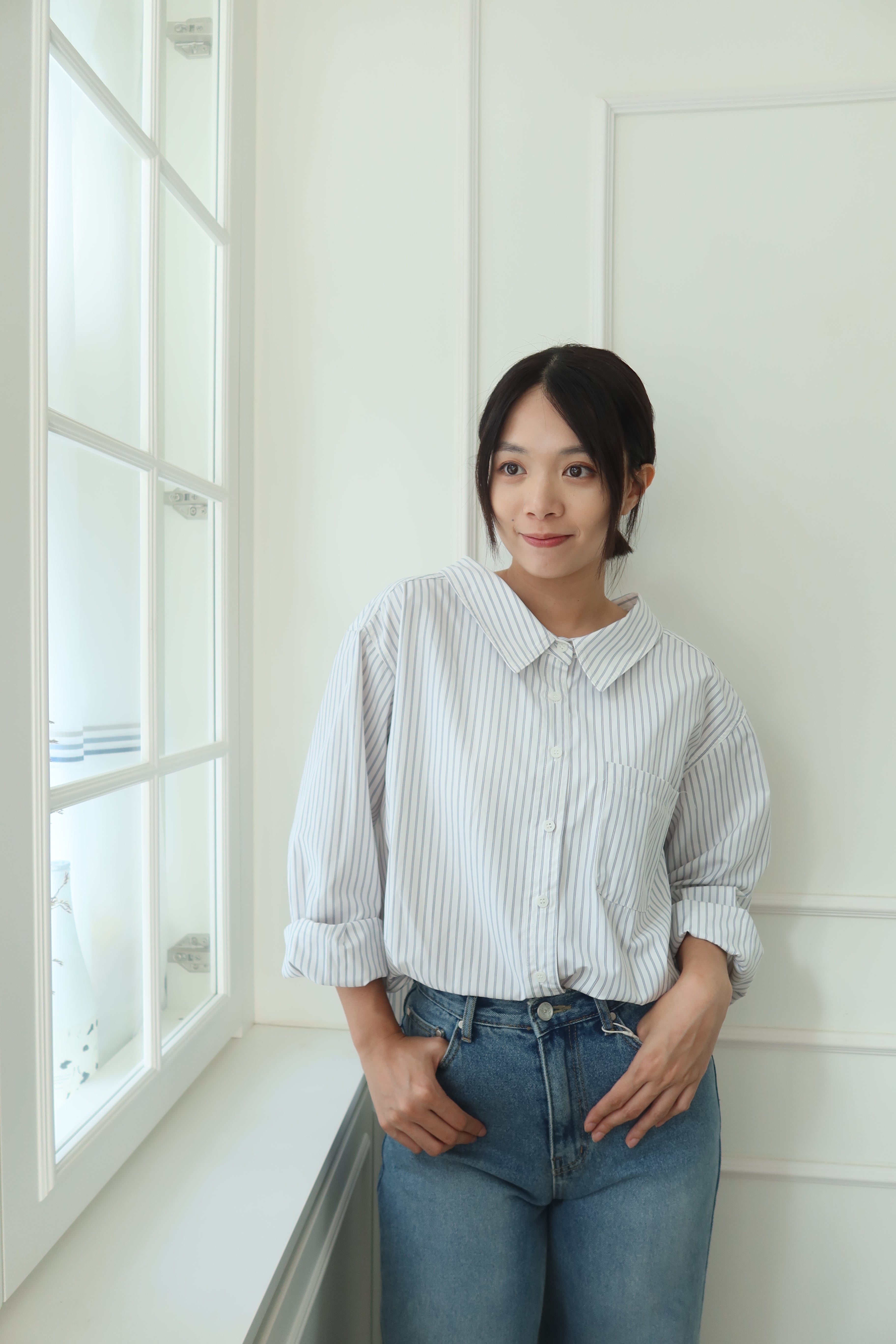 Striped Contrast Knit Pullover [T0225]