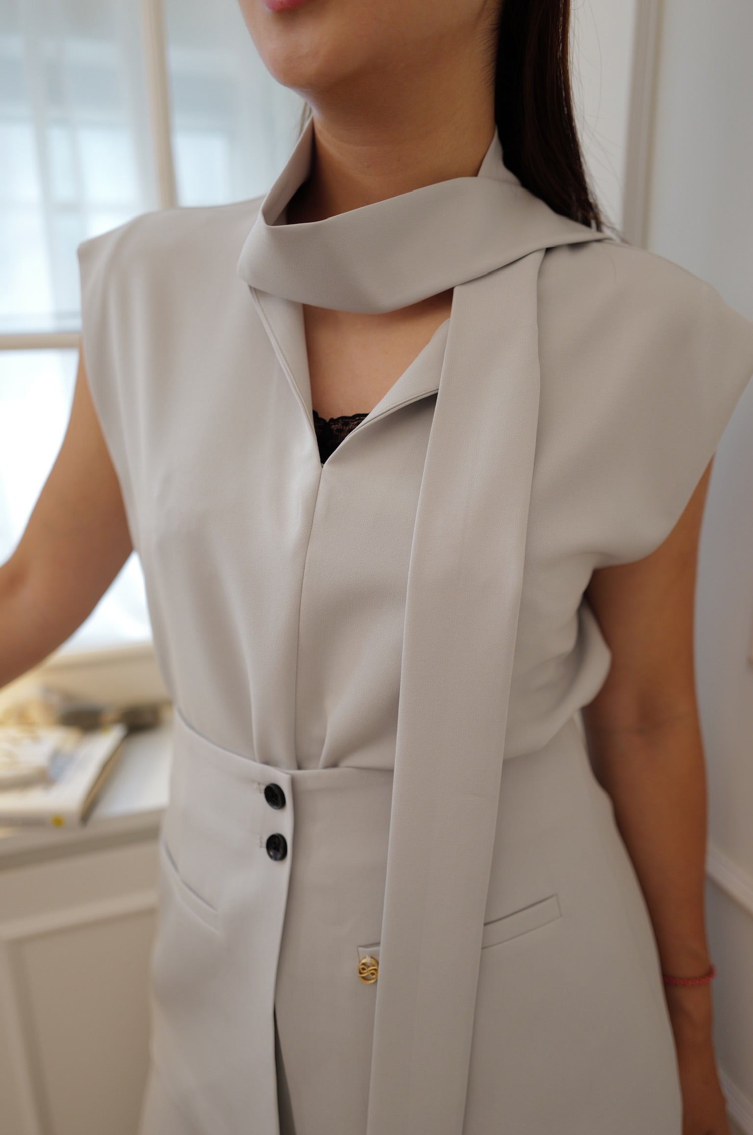 【LE ZANS BRAND COLLECTION】Textured Mock-Neck Layered Vest [T0285]