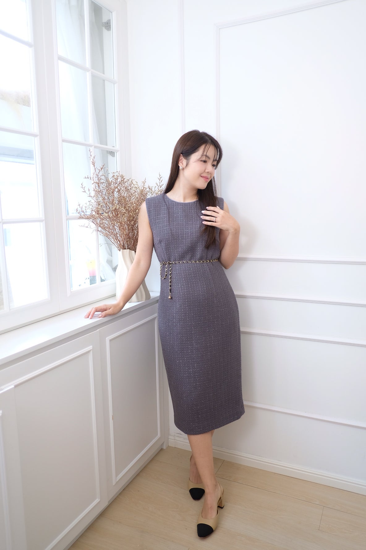 【LE ZANS BRAND COLLECTION】Sleek Silhouette Sleeveless Dress [OPS0178]