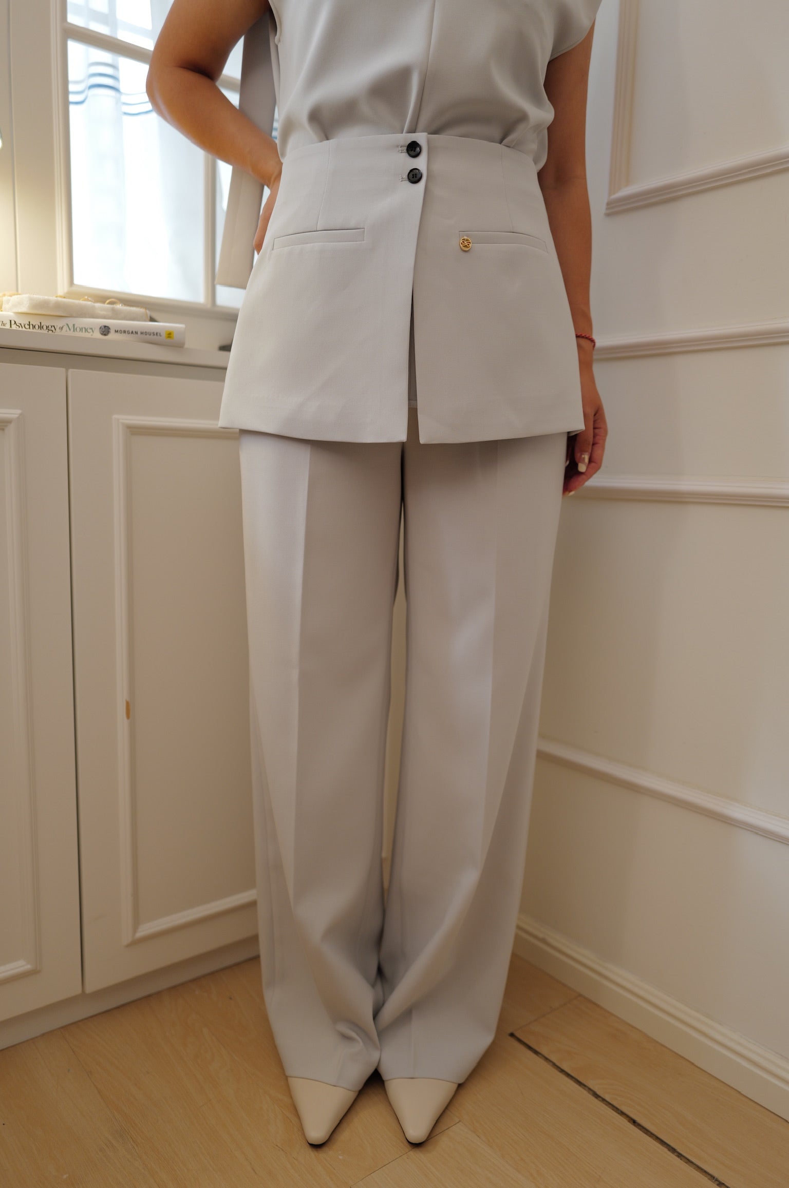 【LE ZANS BRAND COLLECTION】High-Waisted Layered Tailored Trousers [PT0093]