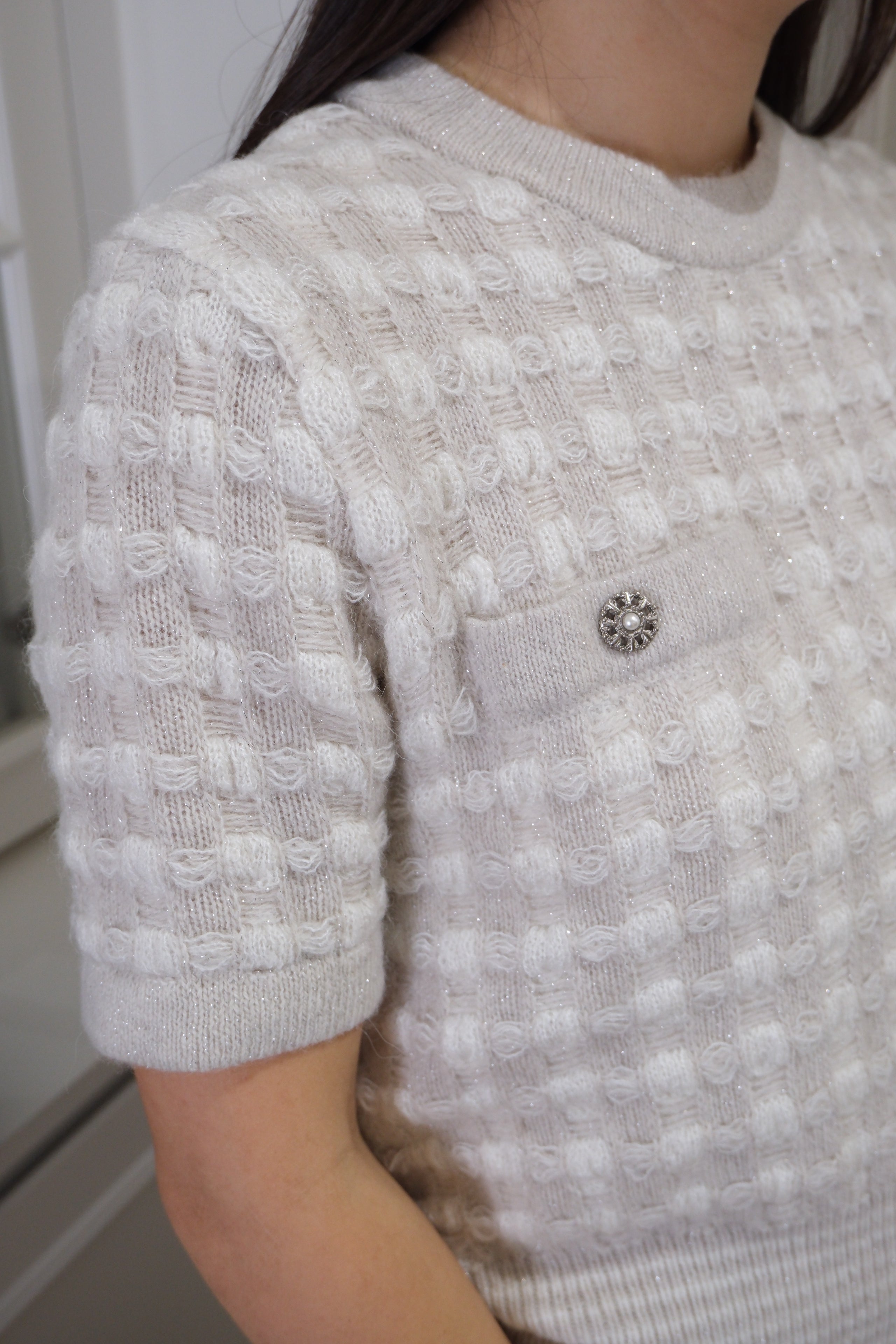 Vintage Plaid Knit Top (alpaca30%+wool49%) [T0134]