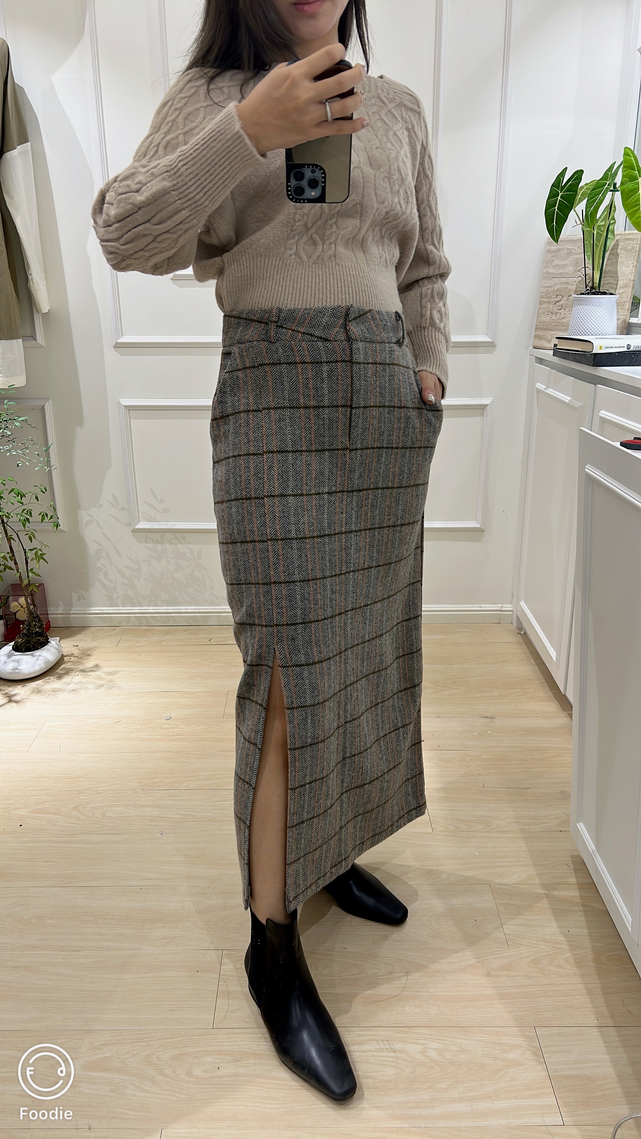 【LUXE COLLECTION】English Style Tartan Maxi Skirt (70%wool) [SK0047]