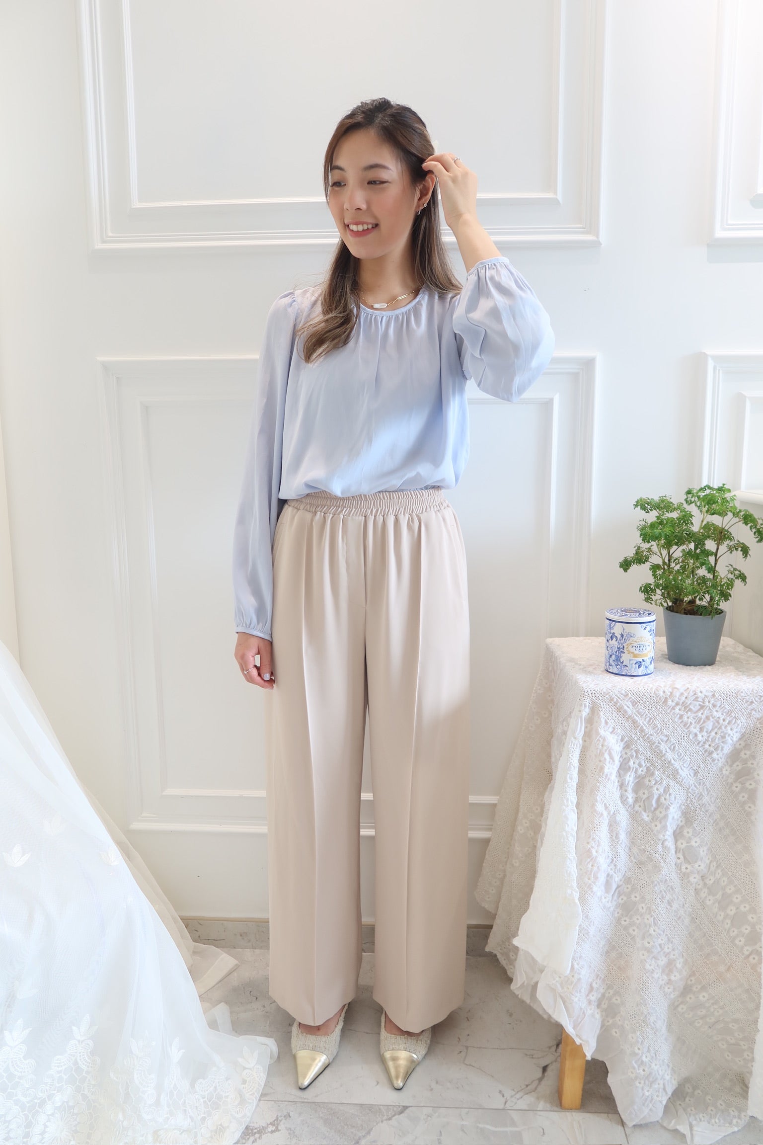 Sheer Long Sleeve Blouse [T0150]
