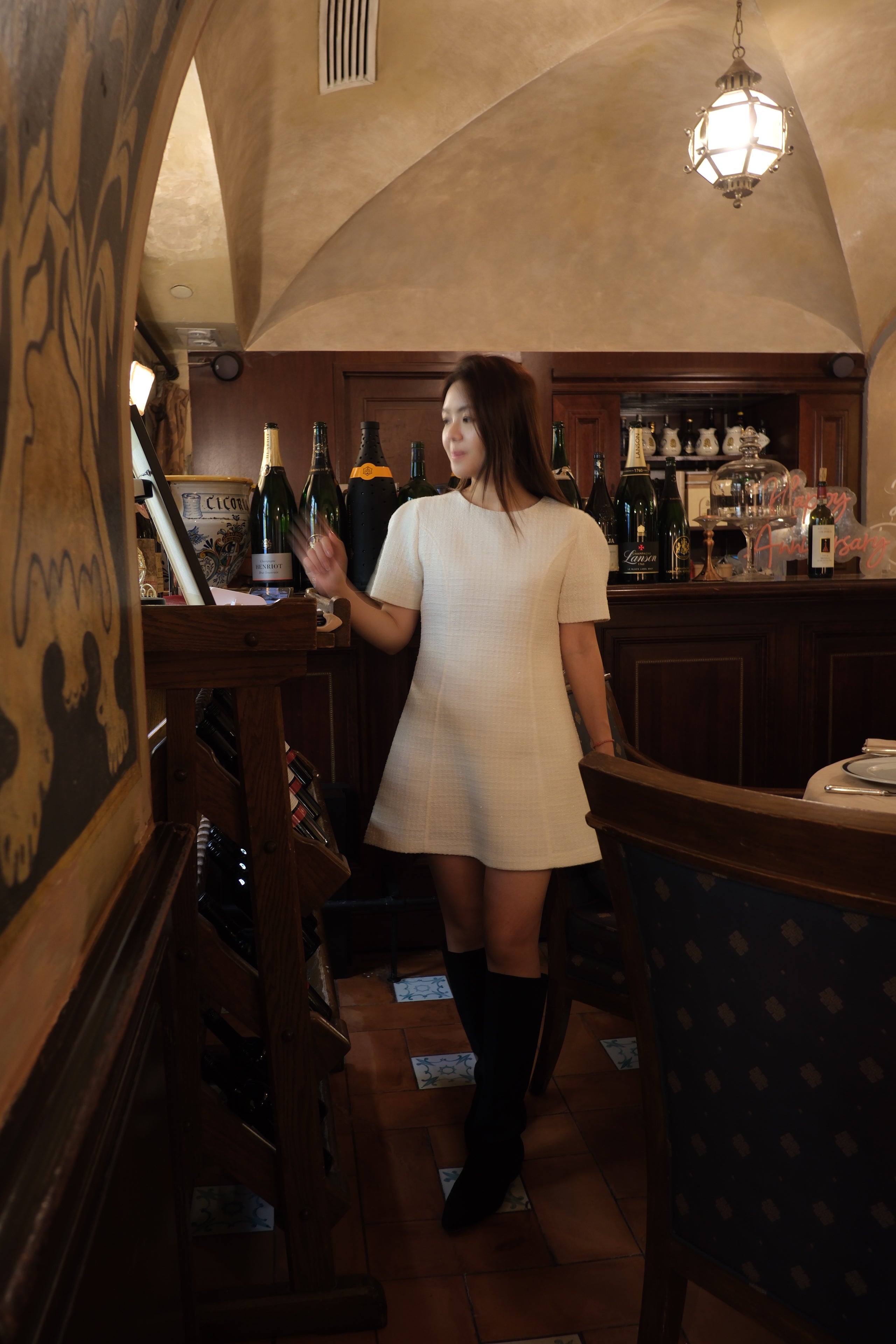 Elegant Bouclé Tweed Shift Dress [OPS0174]