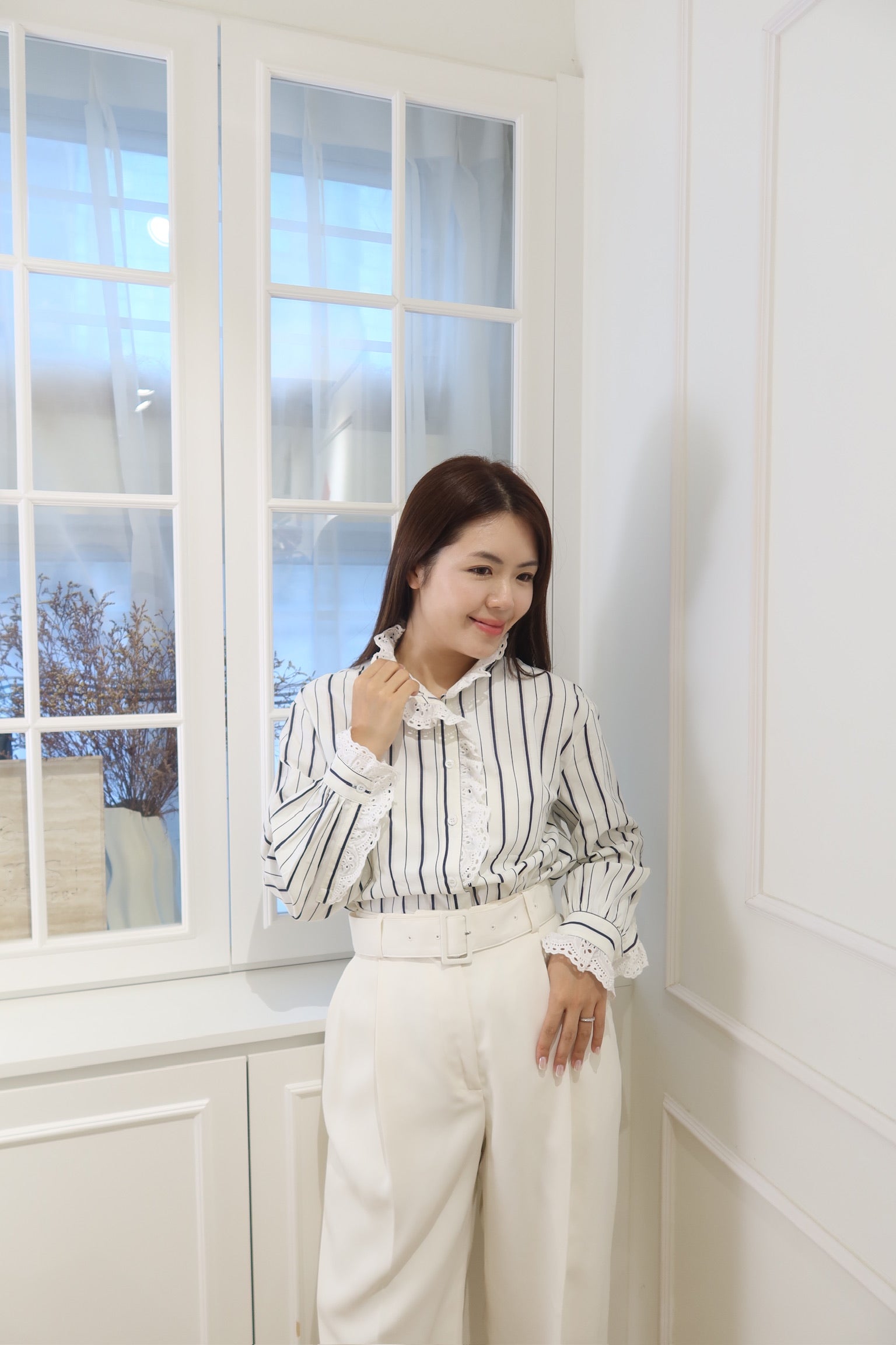 【LE ZANS BRAND COLLECTION】French Chic Pearl Blouse [T0230]