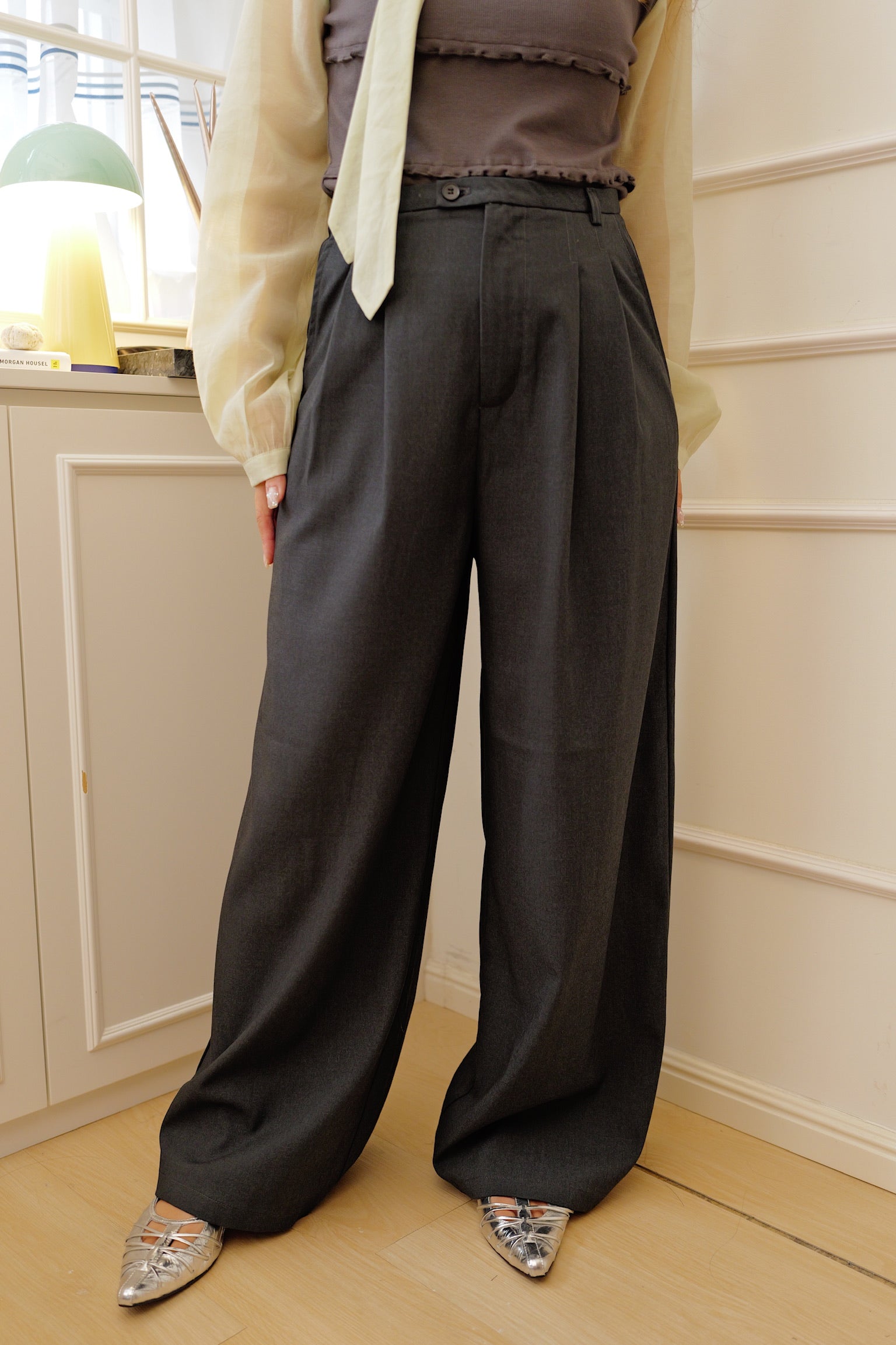 【LE ZANS BRAND COLLECTION】Classic Double-Pleated Tailored High-Waisted Trousers [PT0098]