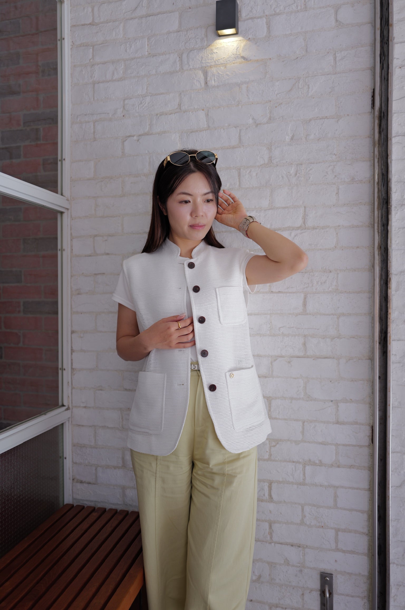 【LE ZANS BRAND COLLECTION】Button-front knit waistcoat [J0139]