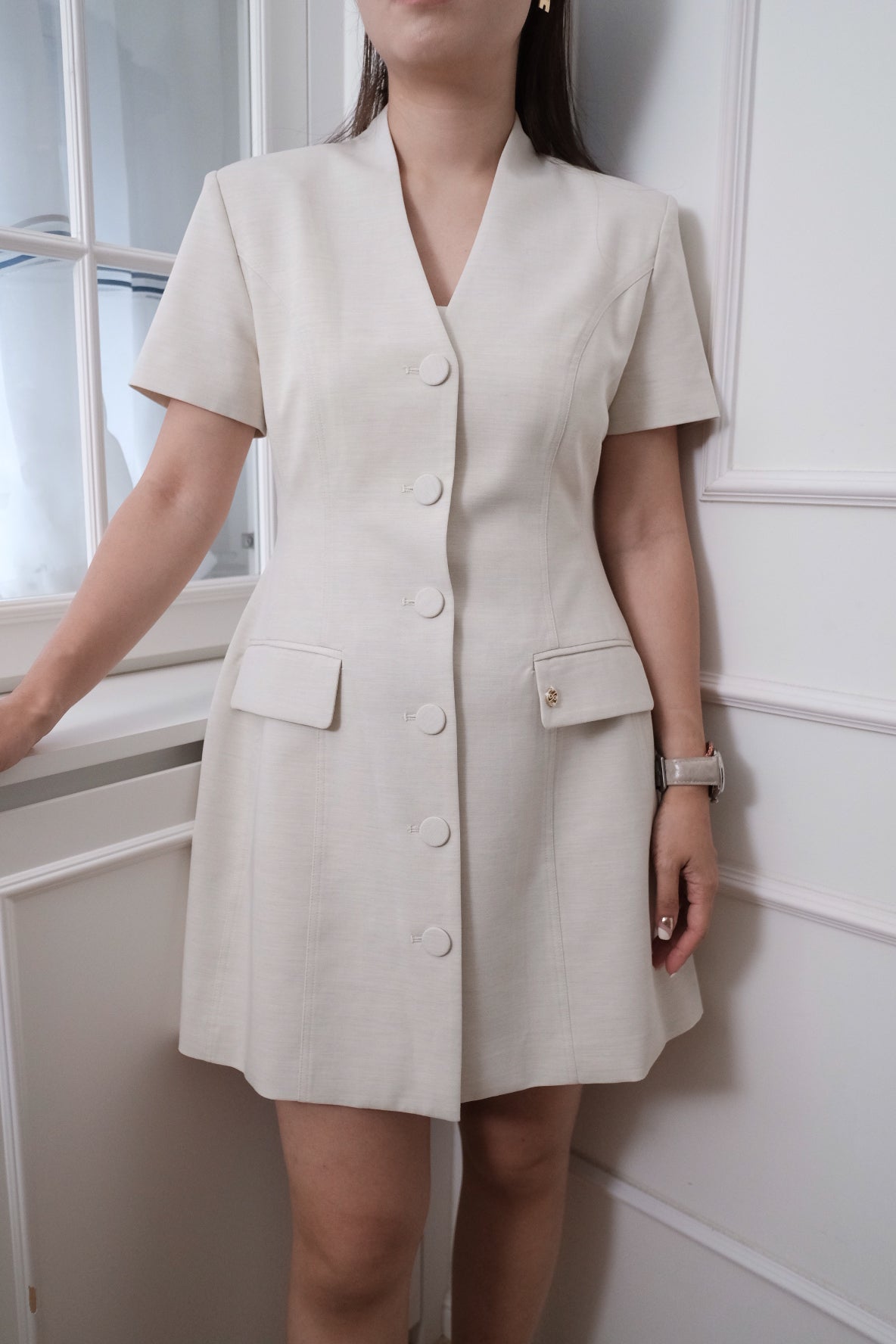 【LE ZANS BRAND COLLECTION】Tailored V-Neck Vest Dress [OPS0181]