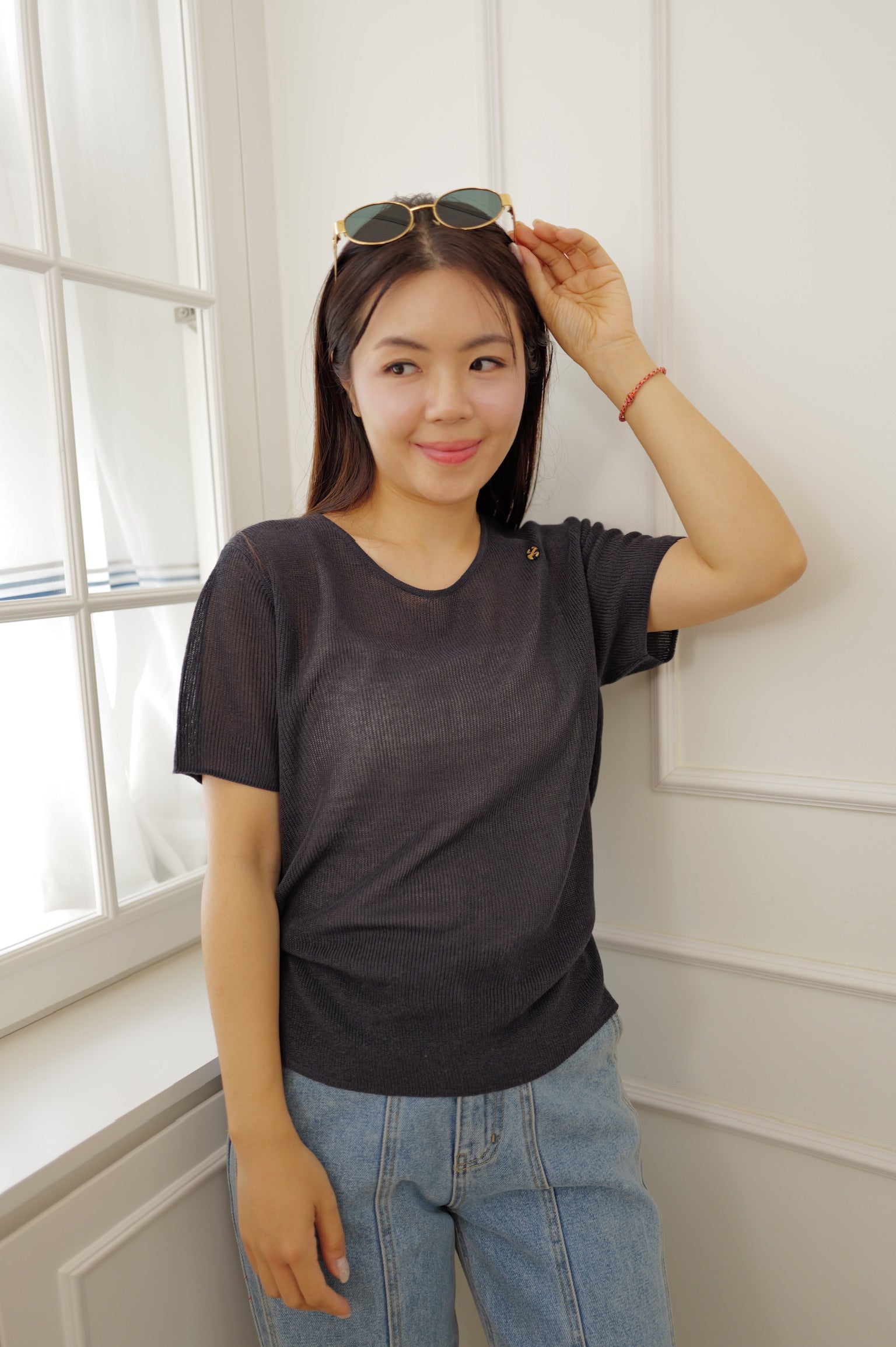 【LE ZANS BRAND COLLECTION】Drawstring Knit Top [T0270]