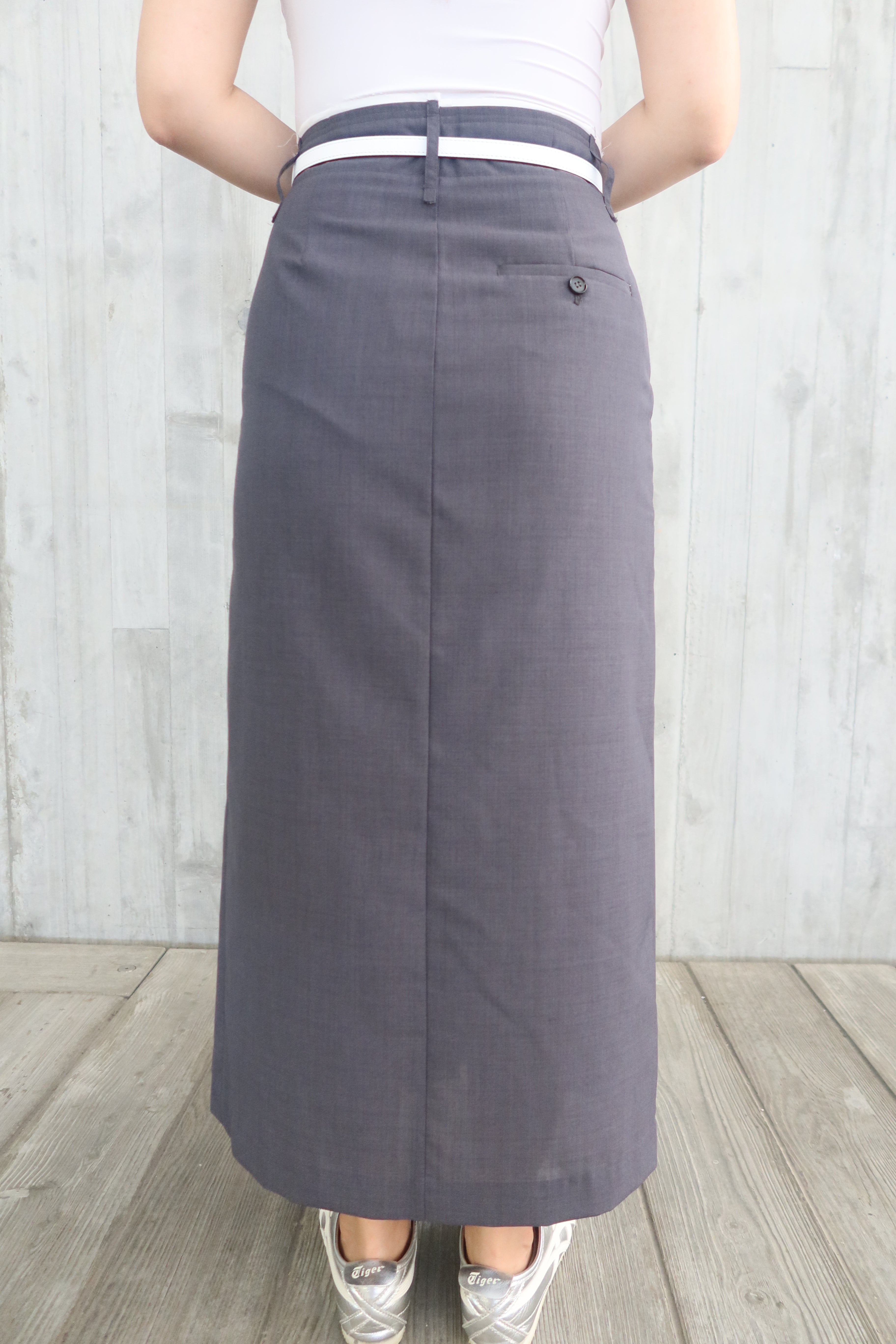 【LE ZANS BRAND COLLECTION】SilkenEase Premium Gray Skirt (意大利布料，真絲+羊毛料) [SK0063]