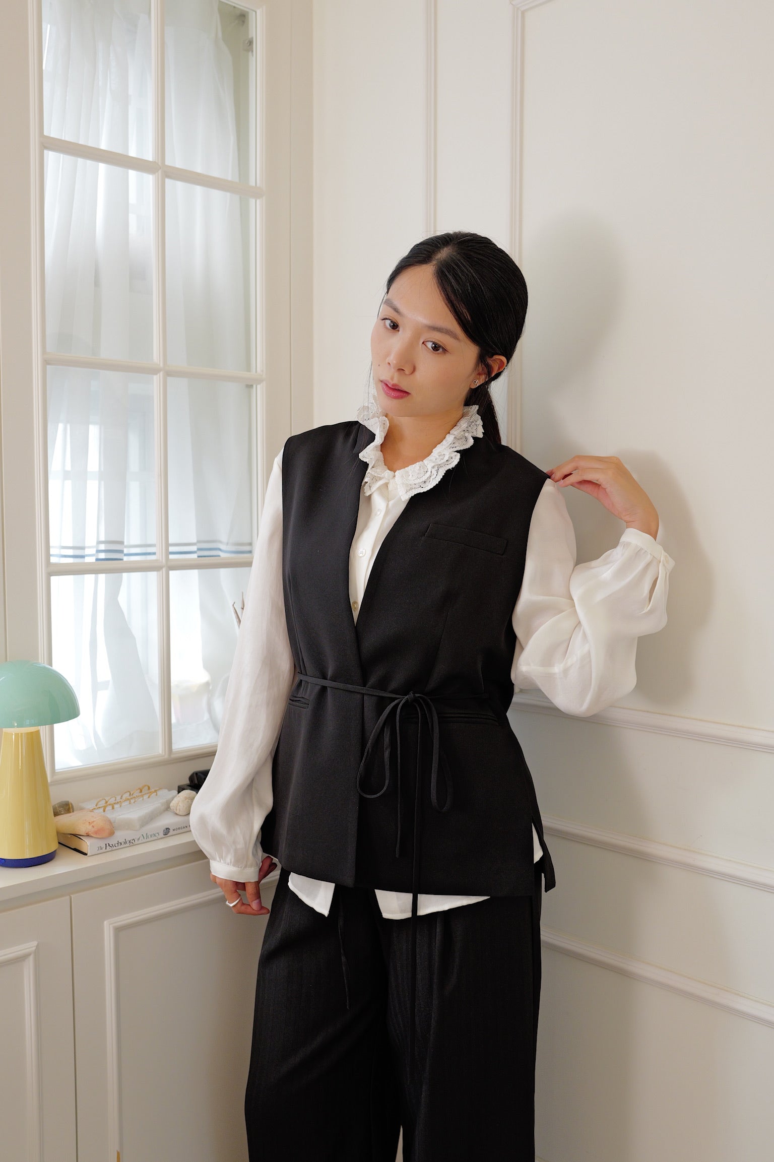 【LE ZANS PRIVÉ】Minimalist Tailored Belted Vest[J0145]