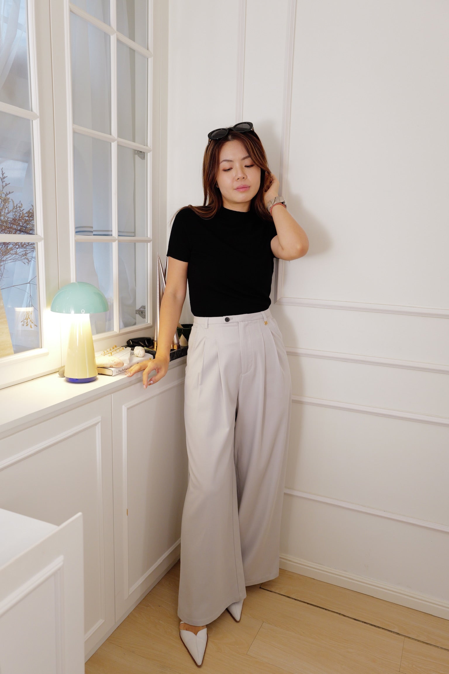 【LE ZANS PRIVÉ】Minimalist Mock-Neck Fine Knit Short-Sleeve Top (100%頂級德國揚子紗) [T0309]