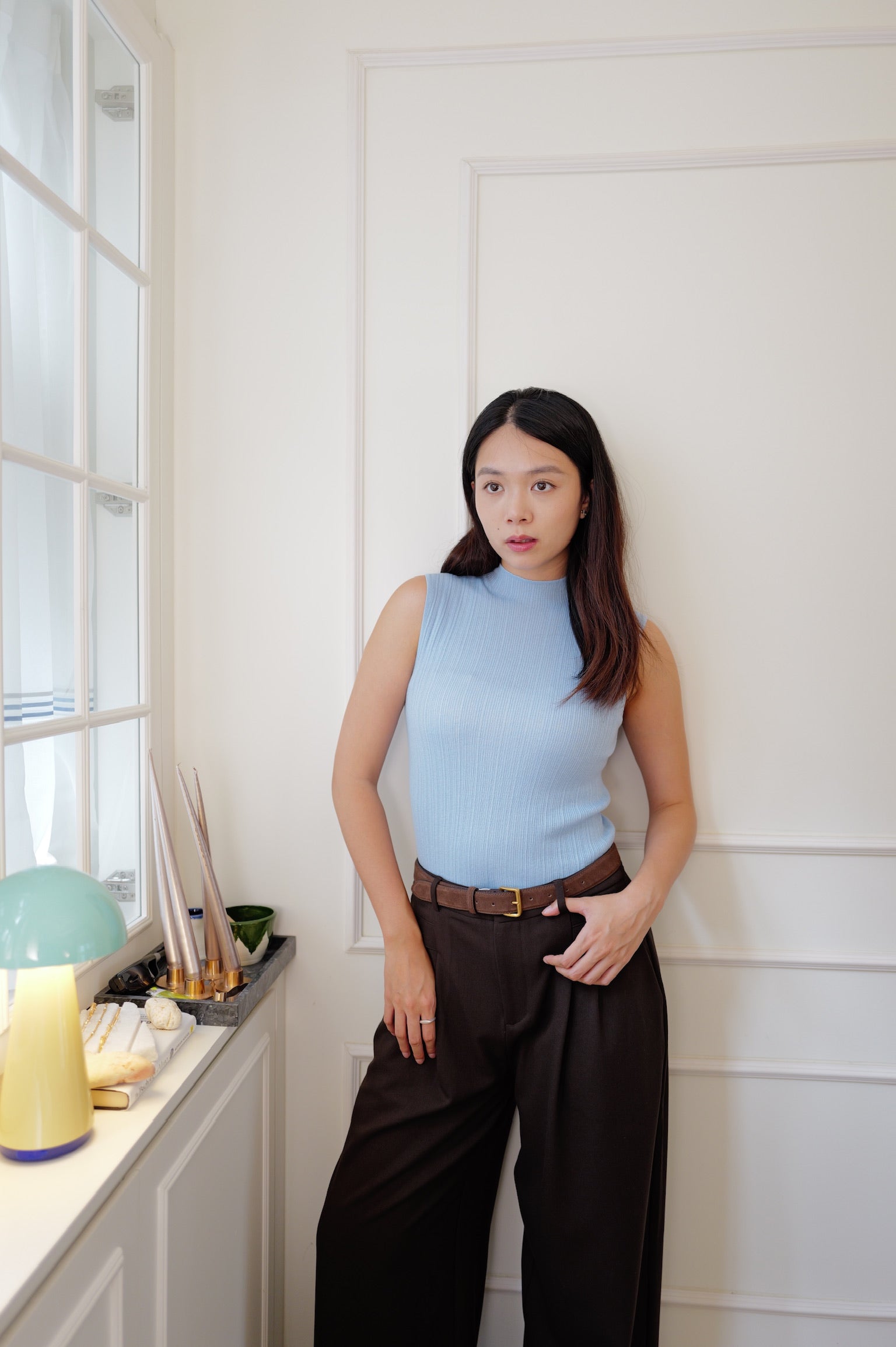 【LE ZANS PRIVÉ】Minimalist Two-Piece Ribbed Knit Cardigan Set (33% wool) [T0310]