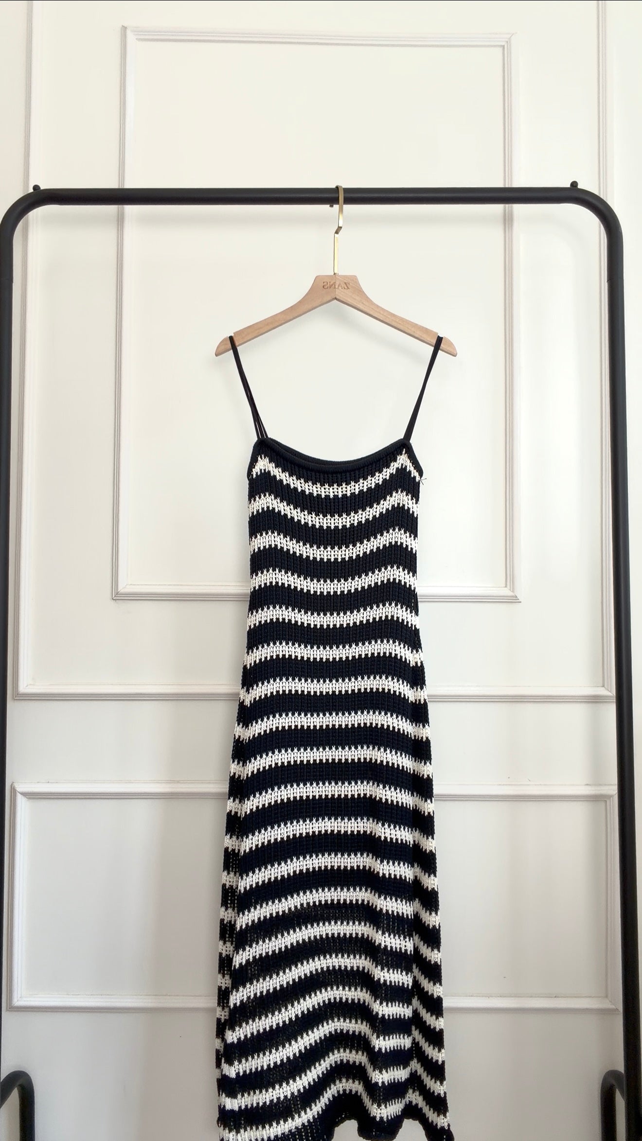 French Riviera Crochet Striped Cami Maxi Dress [OPS0188]