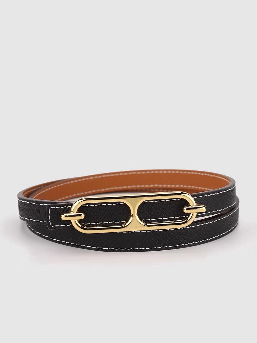 【ZANSMADE】Dual-Faced Gold Buckle Slim Belt [KA0037]