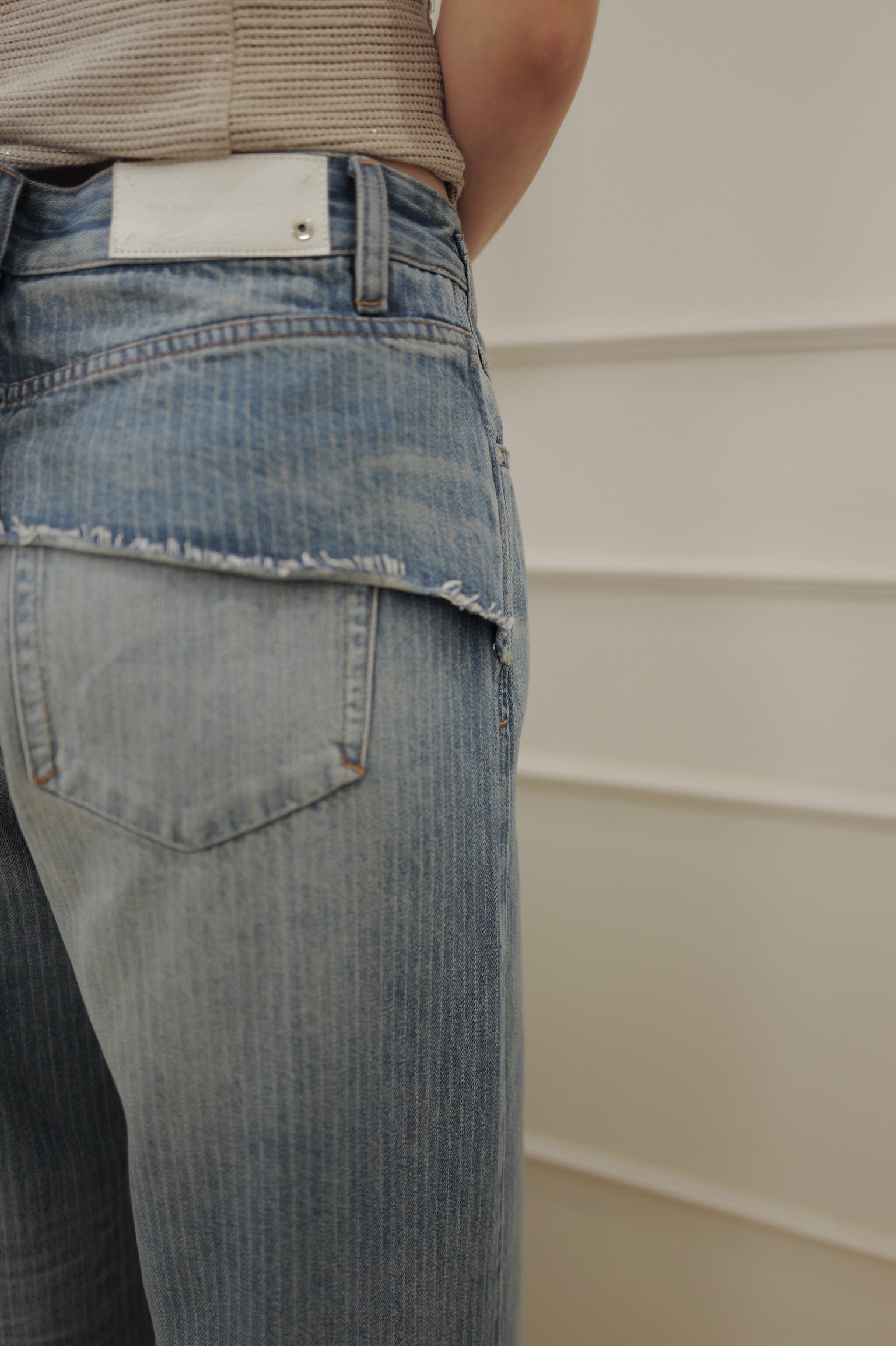 Frill-Back Layered Denim Pants [PT0088]