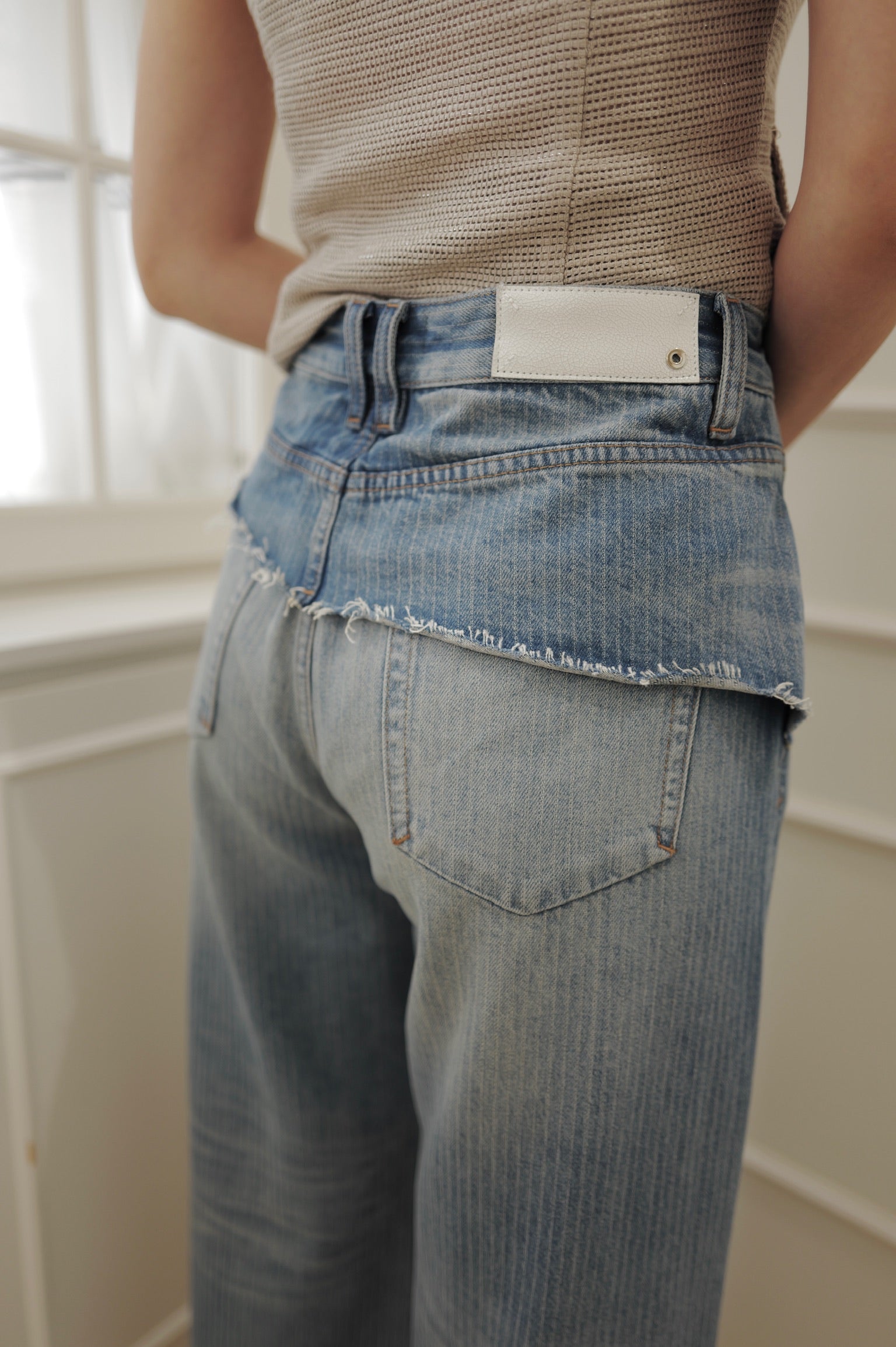 Frill-Back Layered Denim Pants [PT0088]