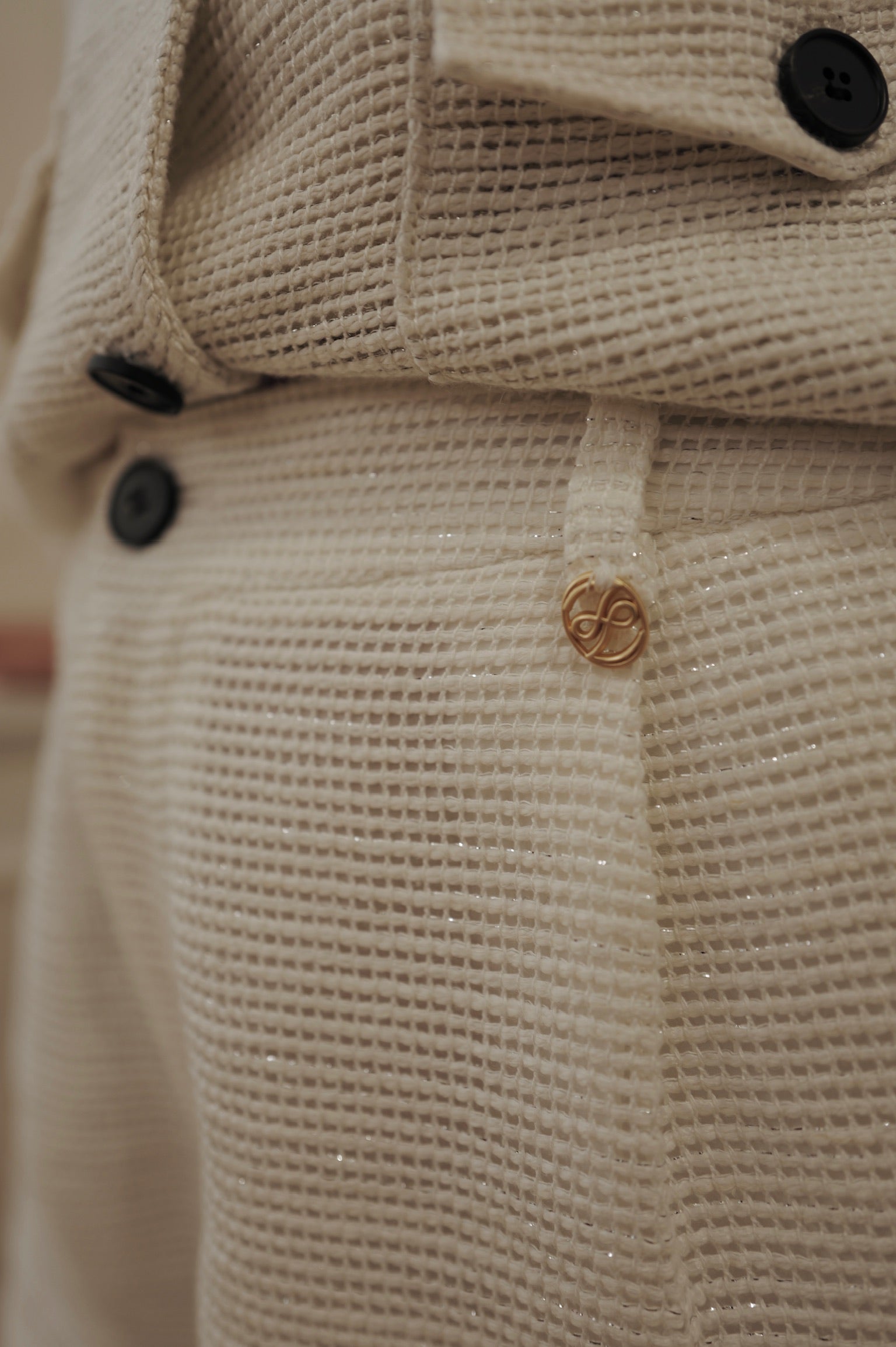 【LE ZANS BRAND COLLECTION】Light Luxury Tweed High-Waist Shorts [ST0028]
